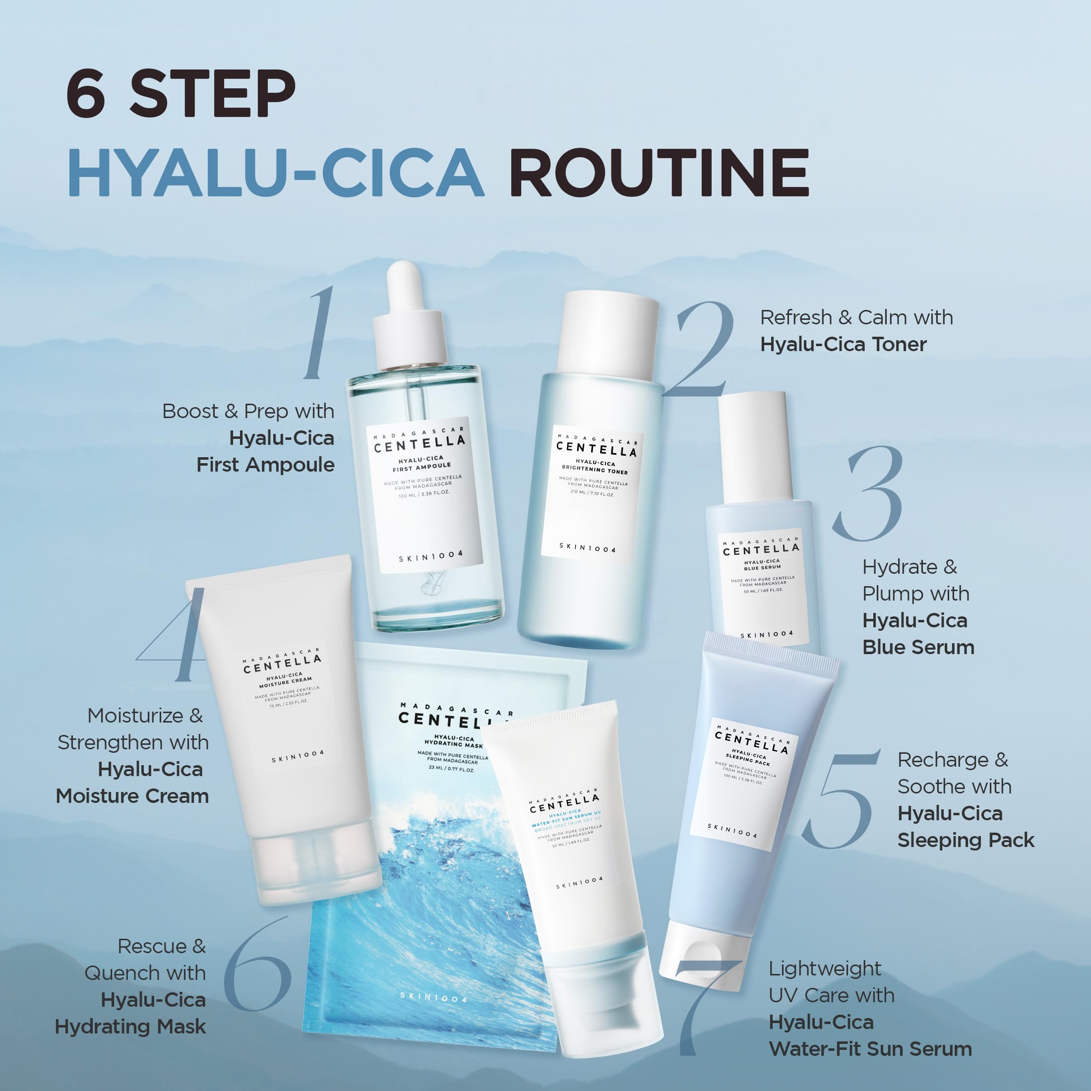 SKIN1004 Centella Hyalu-Cica Water-Fit Sun Serum UV, Korean Sunscreen SPF 50, Centella Sunscreen, Travel Essentials, Sunscreen with Hyaluronic Acid, No White Cast, Korean Skin Care, 1.69 fl.oz / 50ml