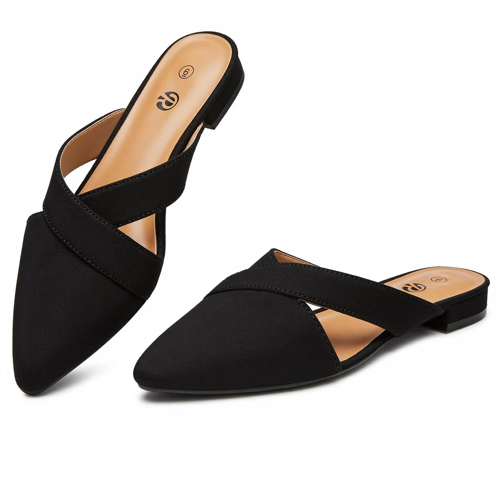 Rekayla Women's Mules Closed Pointed Toe Flats Backless Loafers Shoes for Women