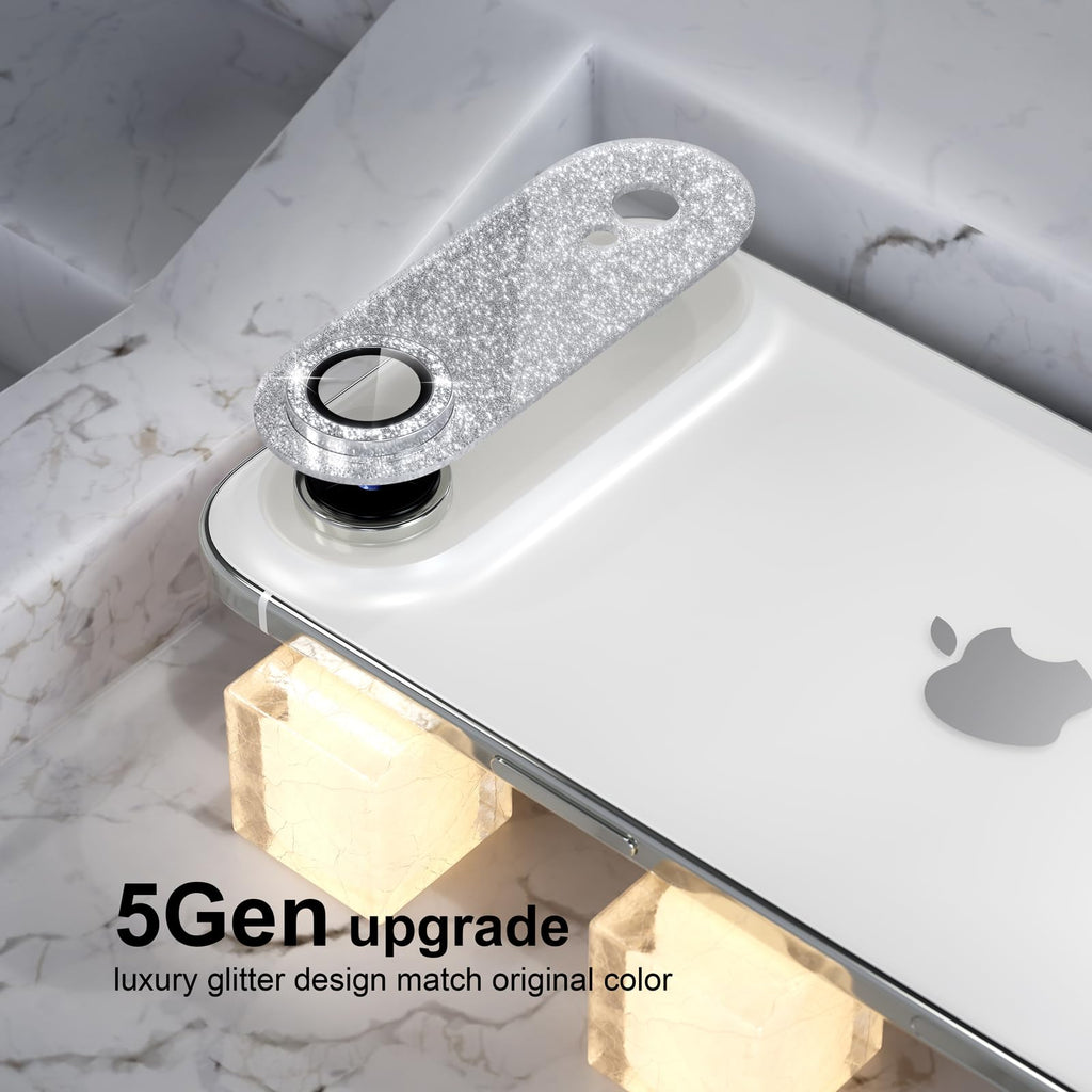 Choiche Compatible for iPhone 16 Pro/iPhone 16 Pro Max Camera Lens Protector, Bling Camera Cover with 9H Tempered Glass Lens Screen Protector Metal Ring Decoration Accessories(Black)