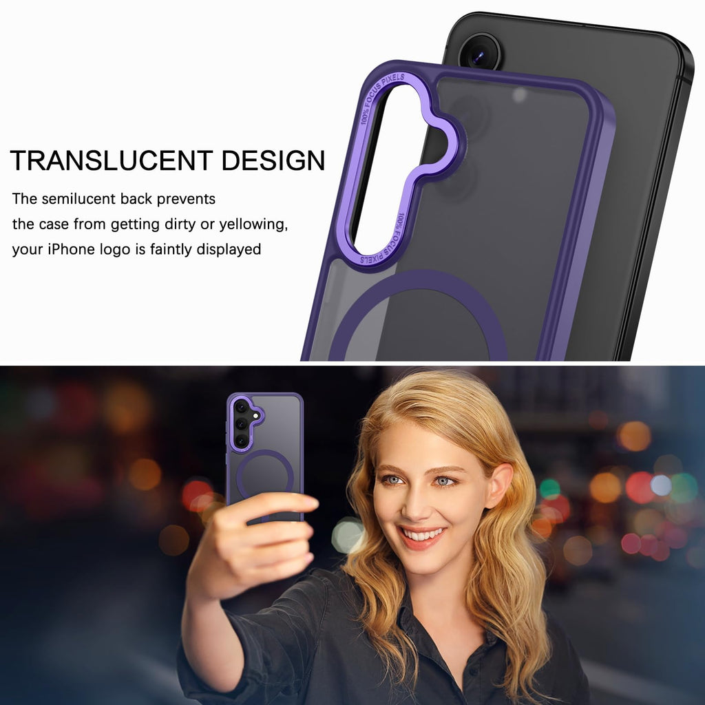 BENTOBEN Magnetic for Samsung Galaxy S24 Plus Case [Compatible with Magsafe] Translucent Matte Slim Thin Shockproof Anti-Yellow Women Men Protective Phone Cases Cover for Samsung S24 Plus 6.7", Black