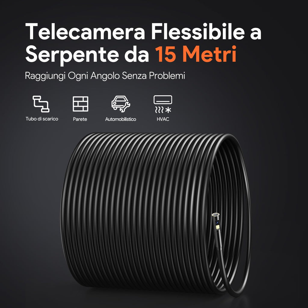50FT Triple Lens Sewer Camera, DEPSTECH Borescope with 5" IPS Screen, 1080P Endoscope with Light, Flexible Snake Inspection for Wall, Plumbing, Automotive Engine Inspect