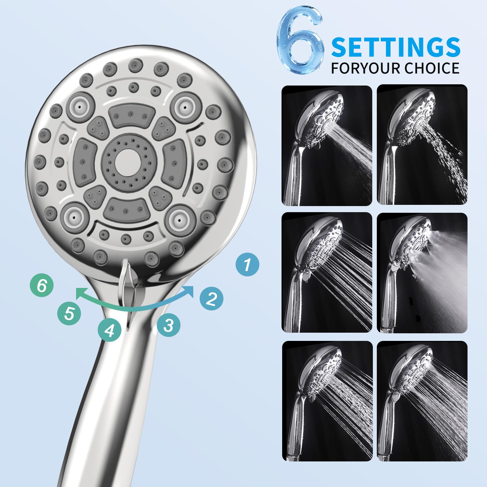 EMBATHER Shower Faucets Sets Complete, with 3 Setting High Pressure Shower Head Combo, Bathroom Wall Mounted Rainfall Shower System Fixtures with 8-Mode Handheld Spray, Brushed Nickel