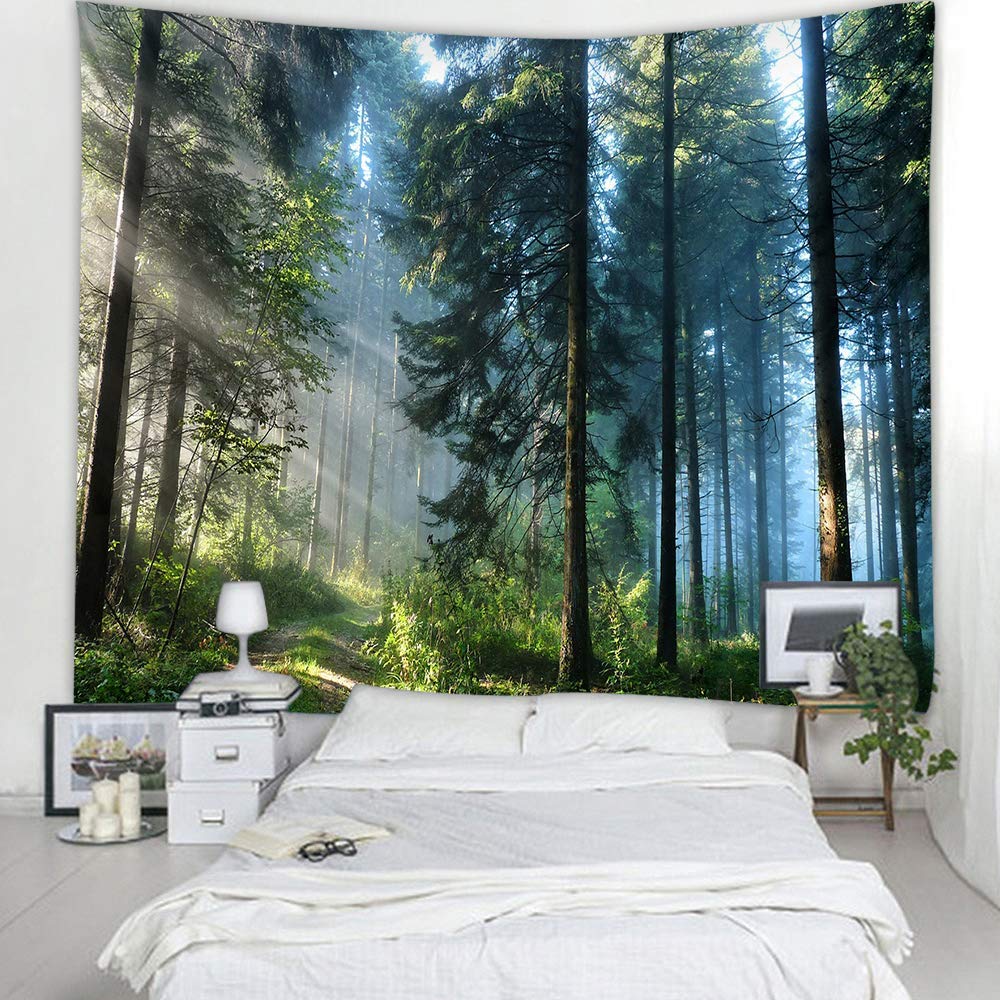 Llamazing Forest Landscape Home Decor - Living Room & Bedroom Magic Tapestry (Sunlight&Creek, 60''L51''W)