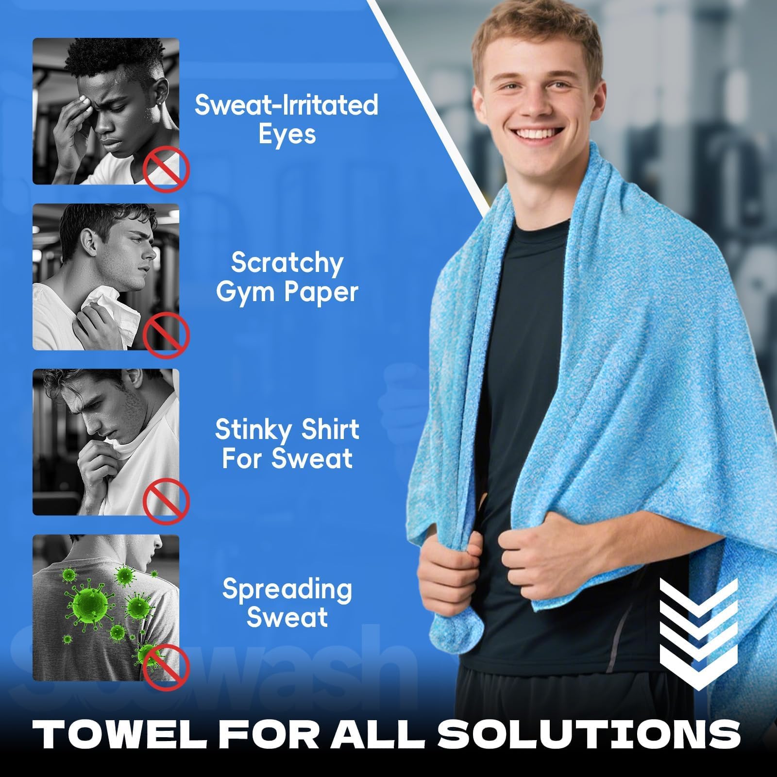 Microfiber Gym Towels for Showering Working Out Quick Dry Negative ions Large Middle Small Sizes Lightweight Gym Towel for Men Women Tennis Sports Towels for Body Hot Yoga Fitness Essentials