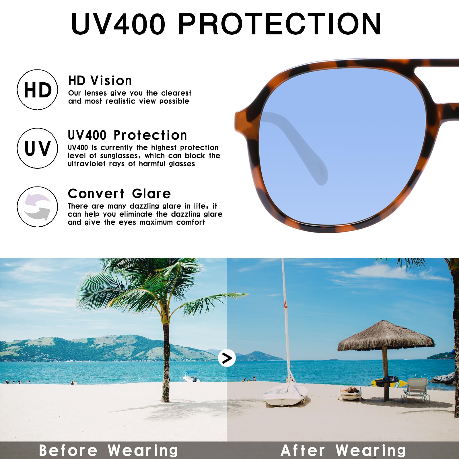 YDAOWKN Retro Square Aviator Sunglasses for Womens Mens Vintage 70s Double Bridge Sun Glasses