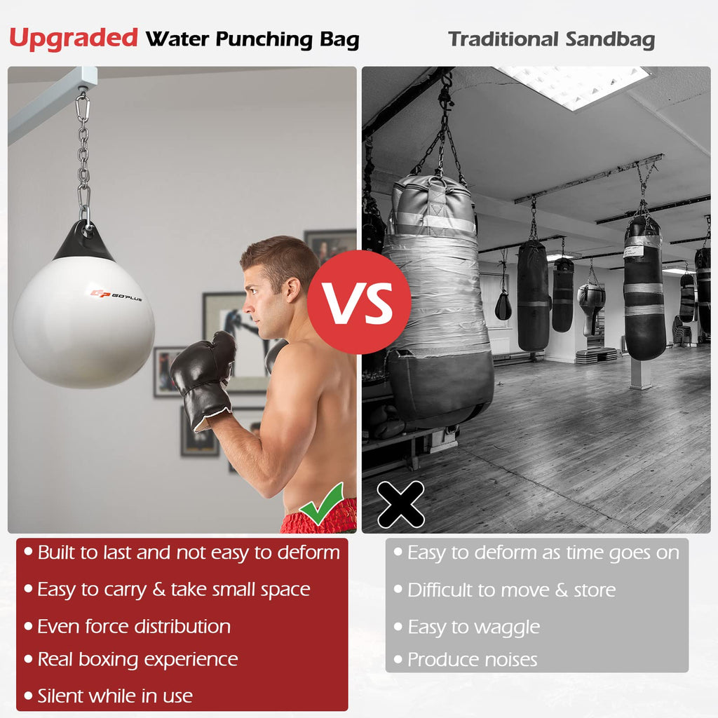 Goplus Water Aqua Bag, 21'' 180 Pound /18” 110 Pound Heavy Punching Bag with Adjustable Metal Chain, Water Injection Hose, Boxing Training Bag for Adults Fitness, MMA