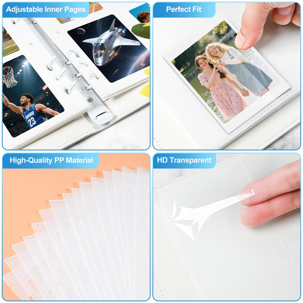 A5 Kpop Photocard Binder with 30 Pack 4-Pocket Card Pages, 6 Ring A5 Binder Card Collector Album with 240 Card Slots,PU Leather Binder Cover with Magnetic Buckle Closure for Organizing Trading Card