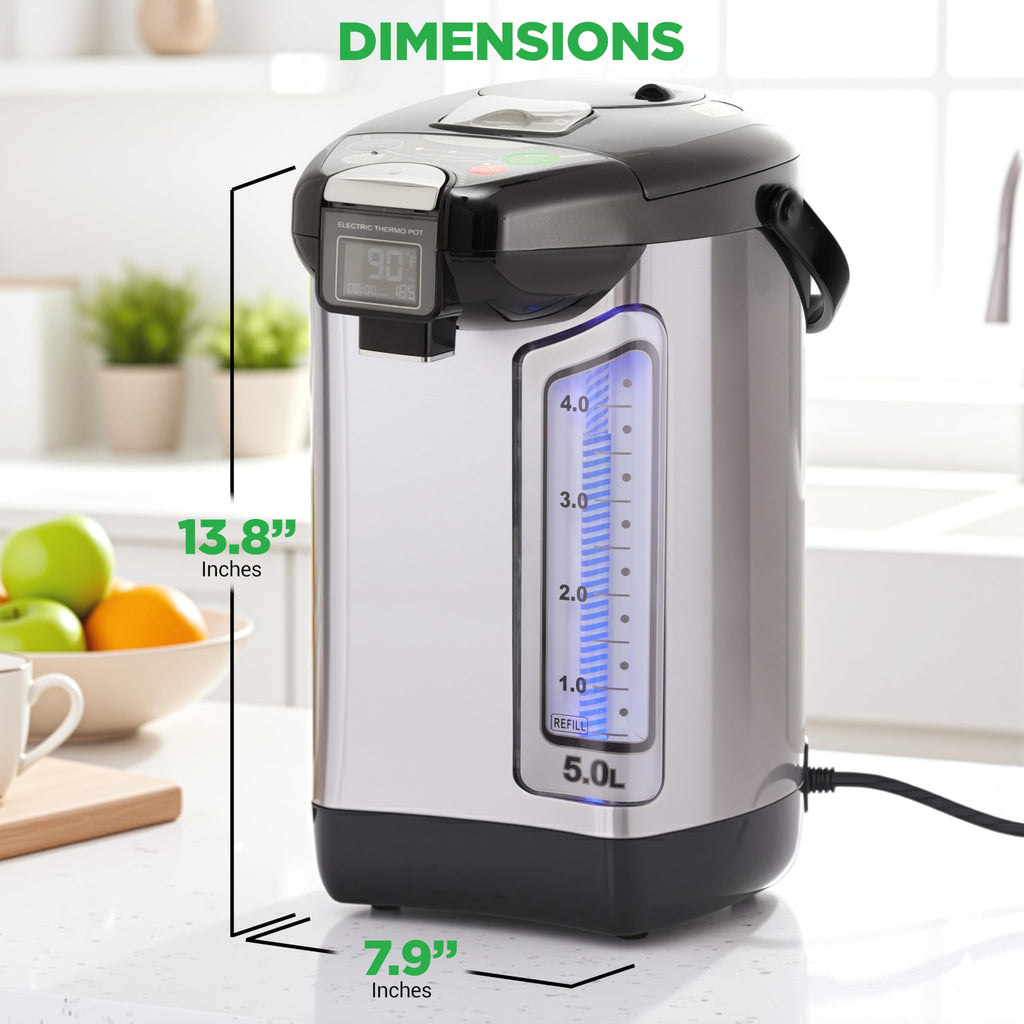 NutriChef Digital Water Boiler and Warmer - 3L/3.17 Qt Stainless Electric Hot Water Dispenser w/ LCD Display, Rotating Base, Keep Warm, Auto Shut Off, Safety Lock, Instant Heating for Coffee & Tea