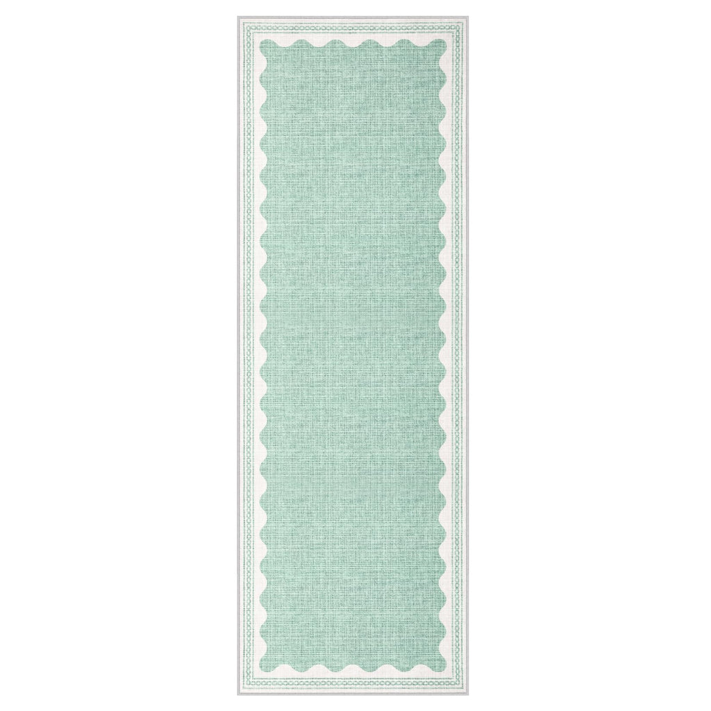 Scalloped Rug 2x3 Rugs for Entryway, Solid Blue Rugs Small Area Rug Non Slip Scalloped Bath Mat, Washable Front Door Mat Indoor Entrance,Soft Girls Nursery Dorm Carpet for Bedroom Kitchen