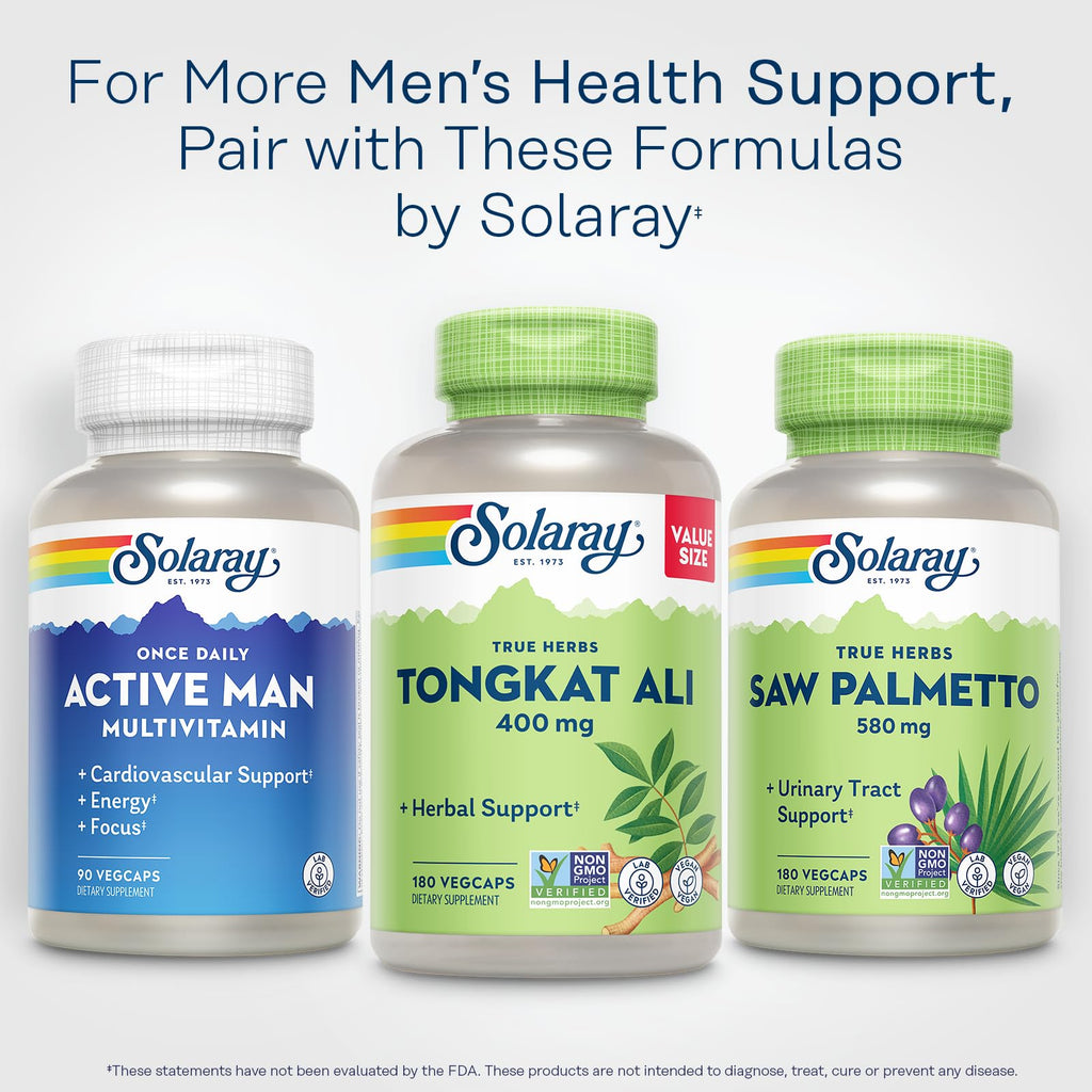 SOLARAY Tongkat Ali 400 mg - Longjack Tongkat Ali for Men - Herbal Support for Men's Health and Vitality - Vegan, Non-GMO, Lab Verified - 60 Servings, 60 VegCaps
