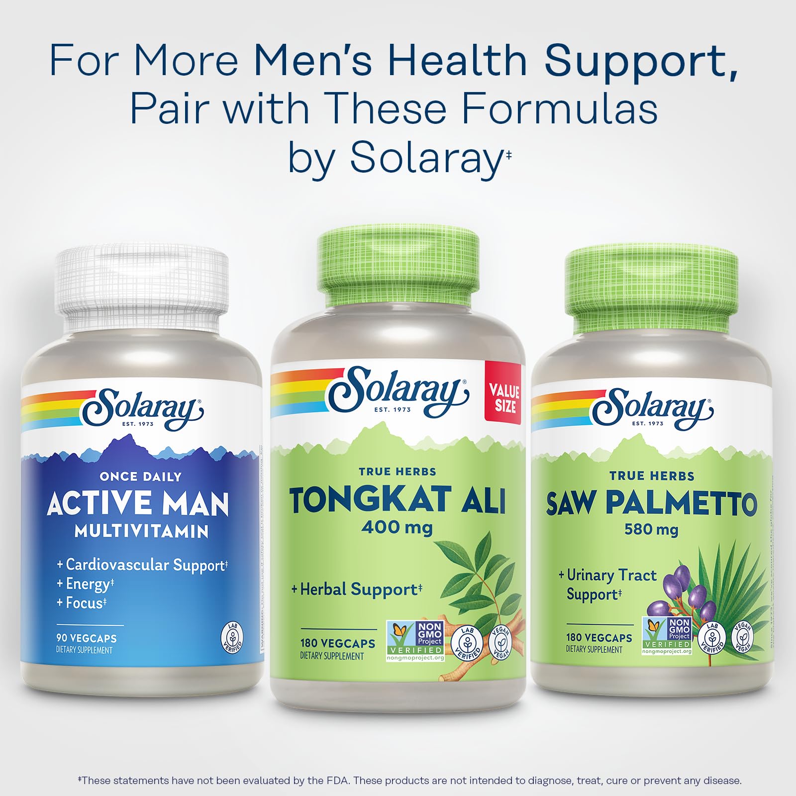 SOLARAY Tongkat Ali 400 mg - Longjack Tongkat Ali for Men - Herbal Support for Men's Health and Vitality - Vegan, Non-GMO, Lab Verified - 60 Servings, 60 VegCaps