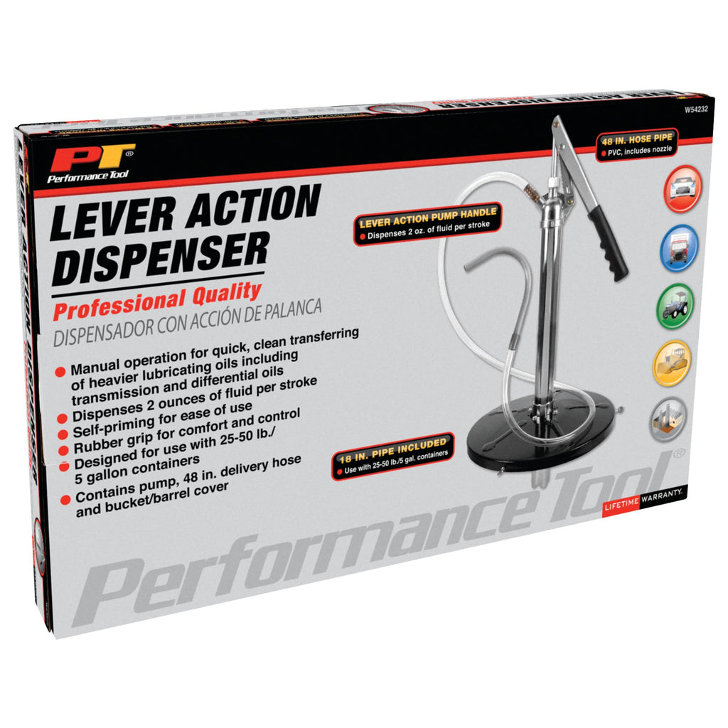 Performance Tool W54232 Lever-Action Bucket Pump for 5 Gallon Pails, Black