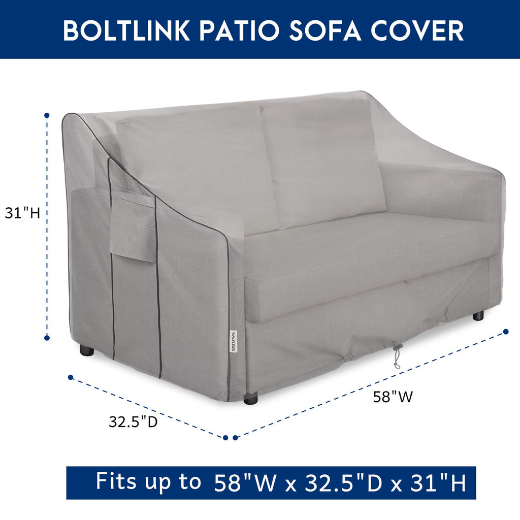 Patio Sofa Cover Waterproof, Heavy Duty 600D Oxford Fabric with UV Protection & Air Vents, Fits 52"W x 35"D x 34"H Inches for Outdoor Couch, Loveseat, Garden Furniture