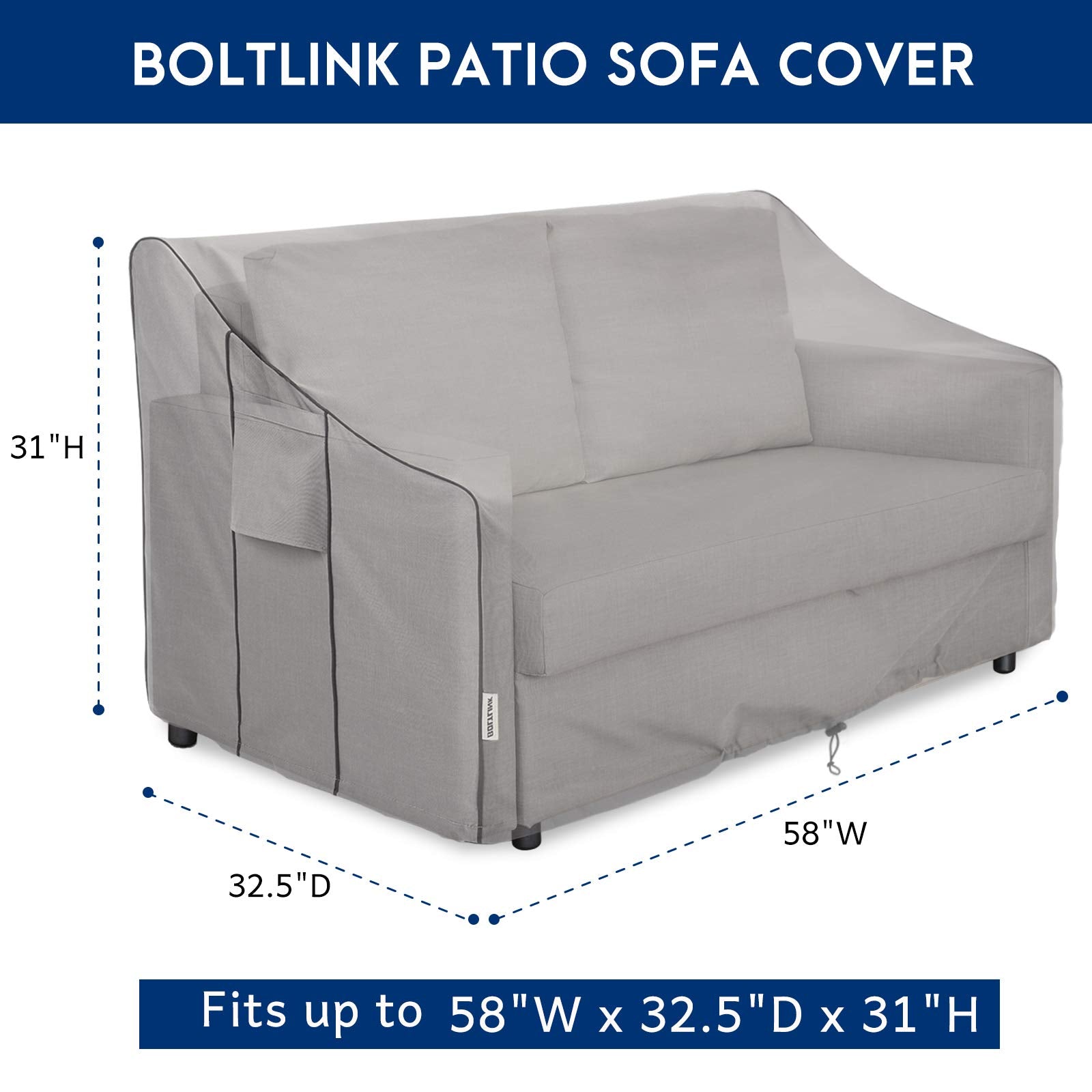 Patio Sofa Cover Waterproof, Heavy Duty 600D Oxford Fabric with UV Protection & Air Vents, Fits 52"W x 35"D x 34"H Inches for Outdoor Couch, Loveseat, Garden Furniture