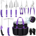Pink Garden Tool Set Gardening Items for Women - 24PCS Heavy Duty Garden Tools with Detachable Storage Bag, Succulent Tool Set, Weeder