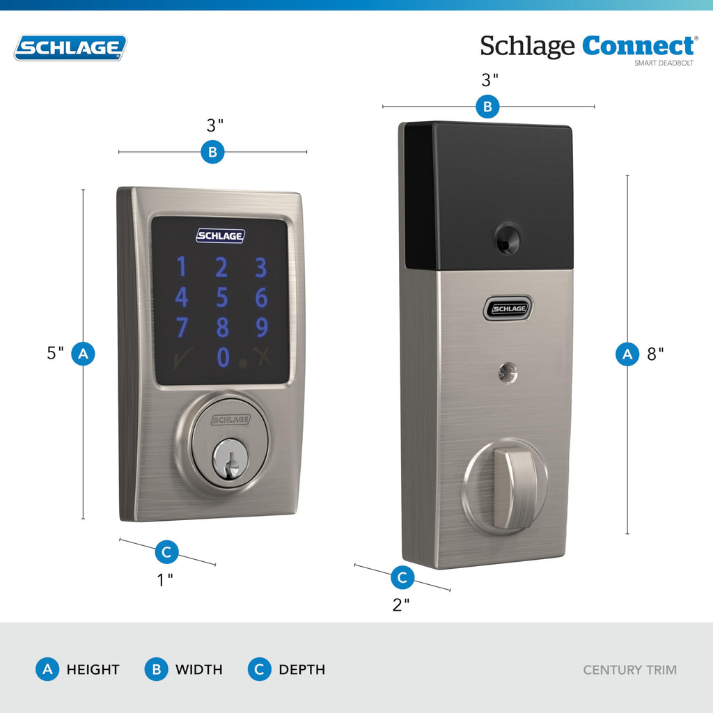 Schlage Connect Smart Deadbolt Lock with Touchscreen Keypad, Keyless Front Door Entry, Z-Wave Plus Compatible, Aged Bronze, BE469ZP CEN 716