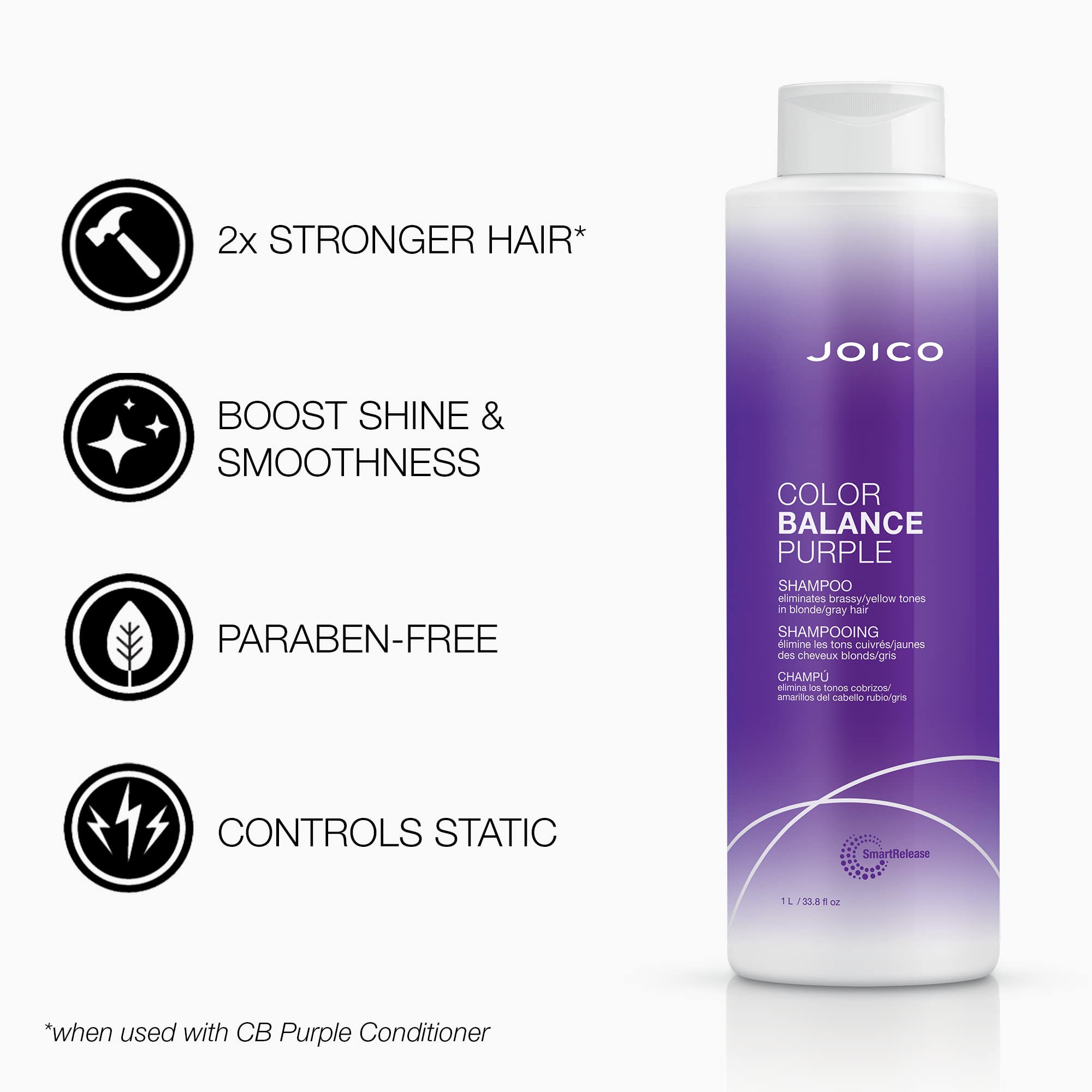Joico Color Balance Purple Shampoo & Conditioner Set, Eliminate Brassy and Yellow tones, for Cool Blonde or Gray Hair