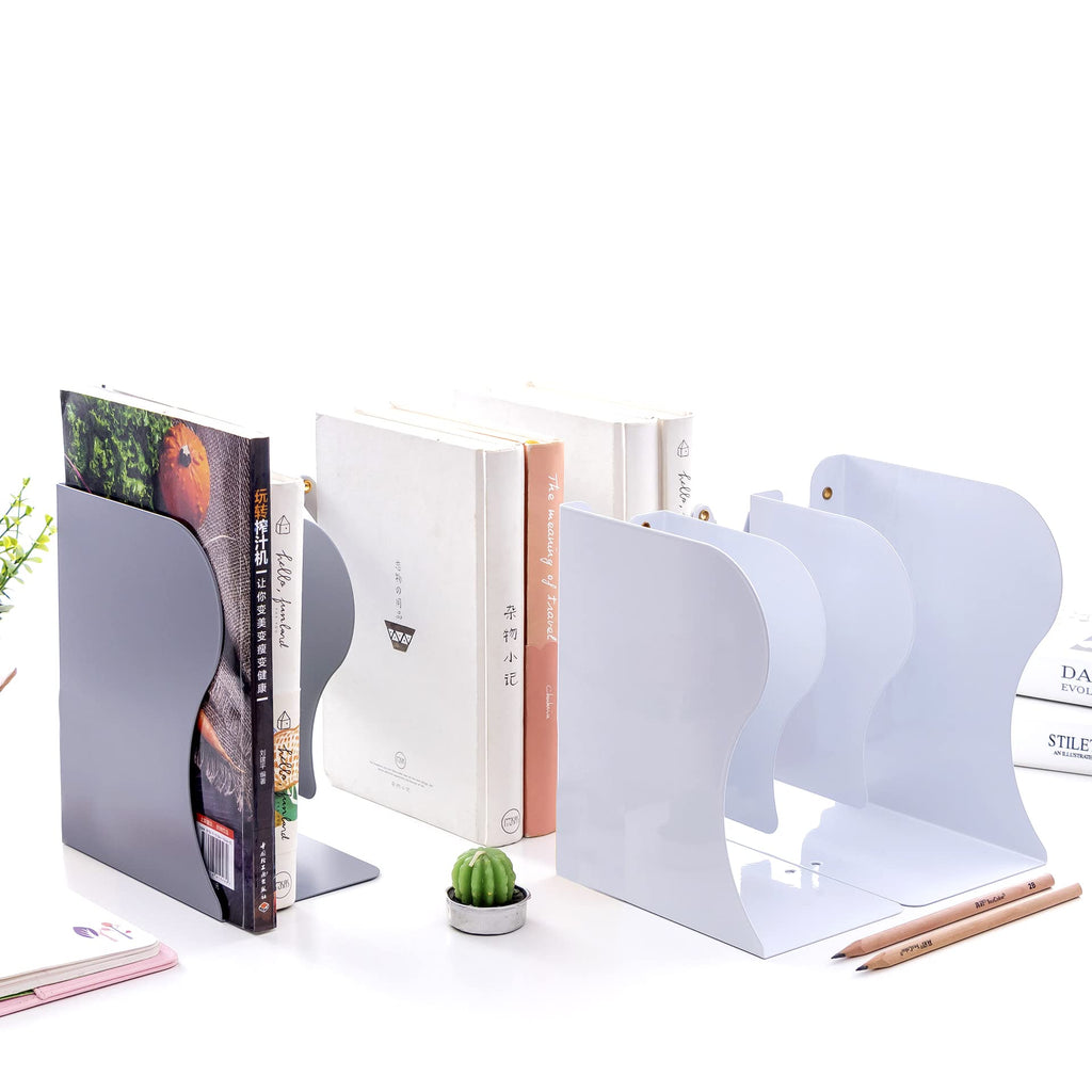 Adjustable Bookends - Nonskid Heavy Duty Book Ends for Desk - Book Stand & Organizer
