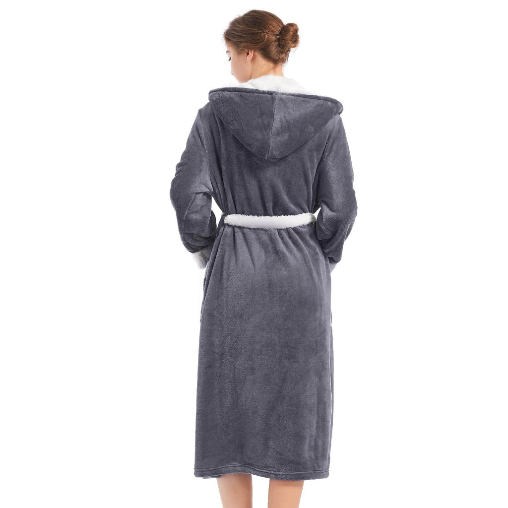 Inner Wish Women Hooded Plush Robe, Fleece Highly Absorbent Cozy Warm Bathrobe