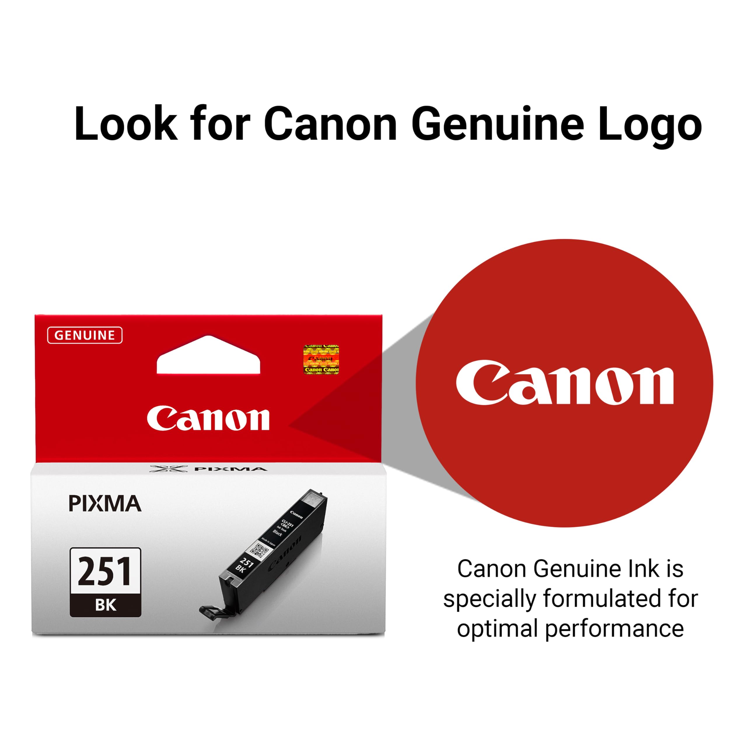 Canon CLI-251 Genuine Black Ink Tank, Compatible with MG6320, IP7220 & MG5420, MX922, MG5520, MG6420, MG7120, iX6820, iP8720, MG7520, MG6620, and MG5620 Printers