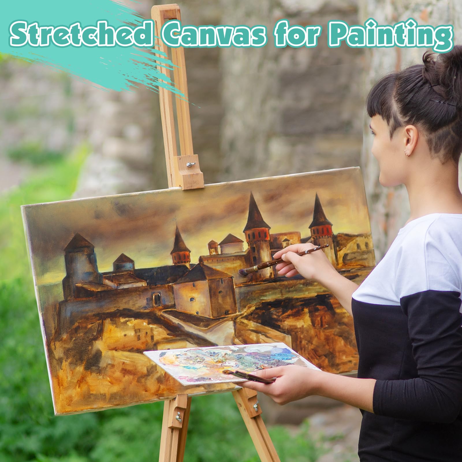 ESRICH Stretched Canvas for Painting 5x7, 48 Pack Small Canvases for Painting 5/8" Profile Primed Acid-Free Blank Painting Canvas for Kids & Artists for Decorations, Painting Parties.
