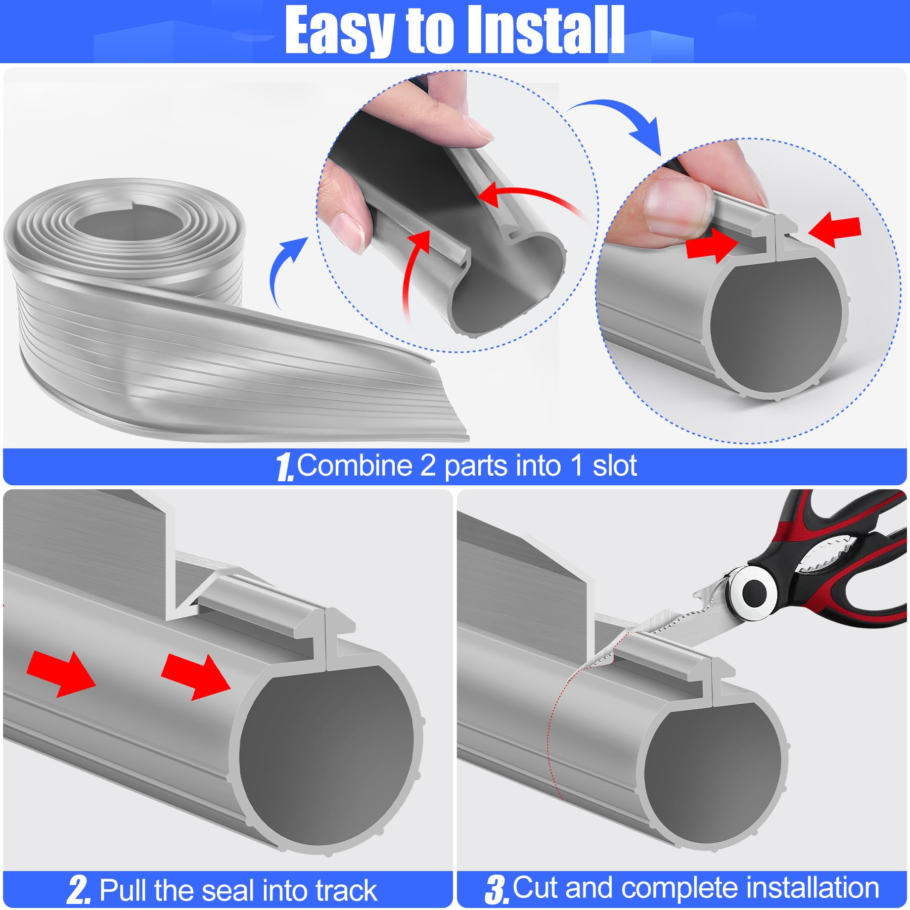ToLanbbt 8.2FT Garage Door Seals Bottom Rubber 0.19" P Bulb Bottom Weather Seal, Weatherproof Replacement Weather Stripping Compatible with Overhead Door (8.2 FT, Gray)