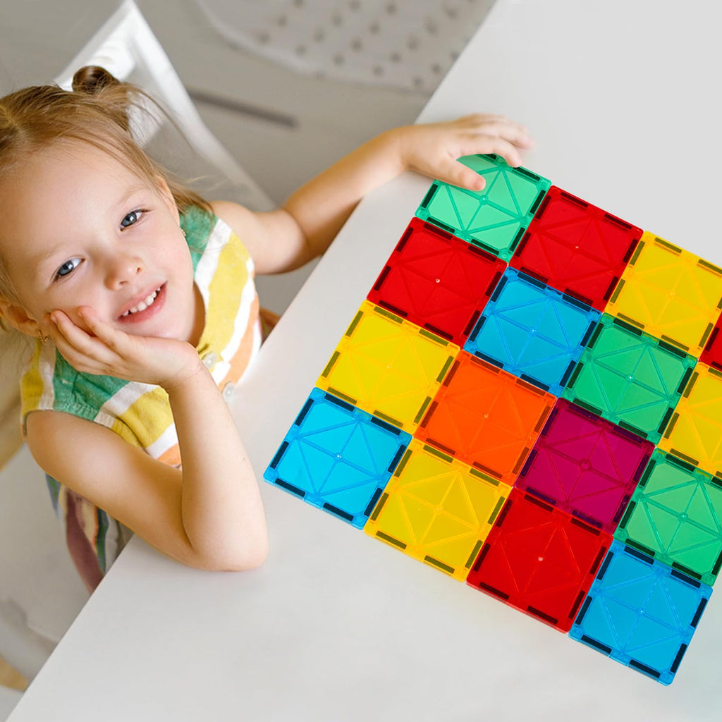 FNJO Magnetic Tiles, 110PCS Magnet Building Set, Magnetic Building Blocks, Construction STEM Learning and Playing Toys for Kids, Montessori Toy for Preschool Boys Girls