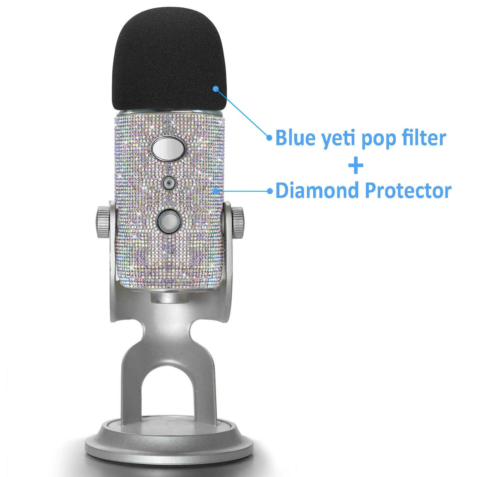 YOUSHARES 2PCS Blue Yeti Pop Filter for Blue Yeti Microphone, Yeti Foam Windscreen with Dead Cat Blue Yeti Mic Cover for Yeti Mic and Blue Yeti Pro USB Microphone