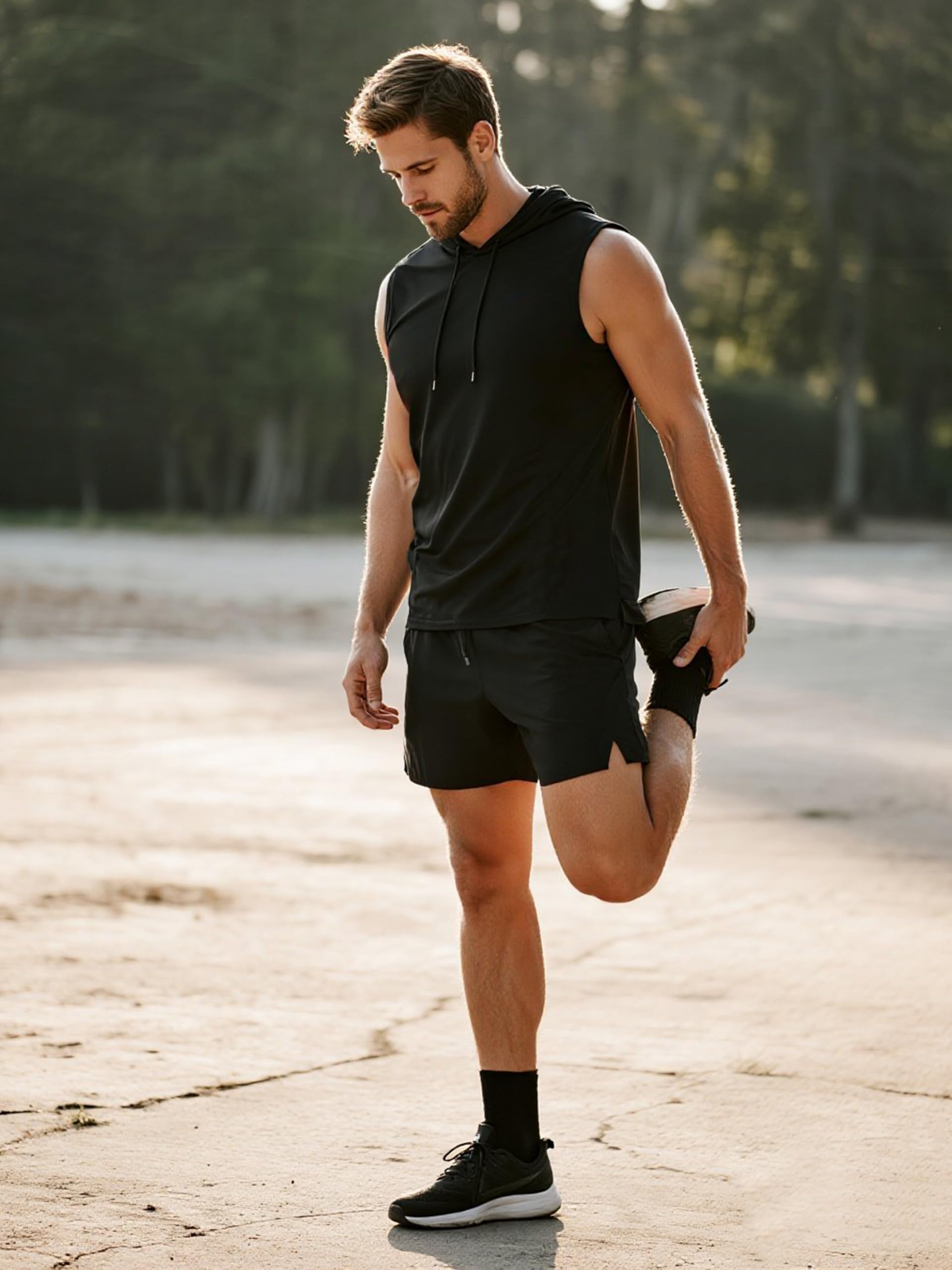 3 Pack Men's Dry Fit Moisture Wicking Tech Quick Dry Sleeveless Shirts Mesh Hoodie Active Athletic Tank Tops
