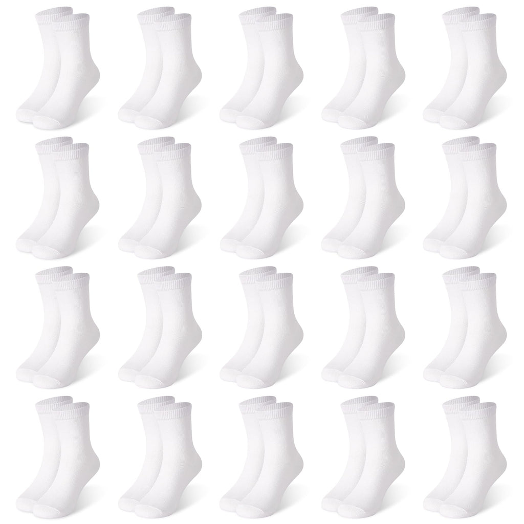 ZERULETS 20 Pairs Toddler Kids Crew Socks - Boys Girls Athletic Mid Calf Cut for School, 1-13 Years