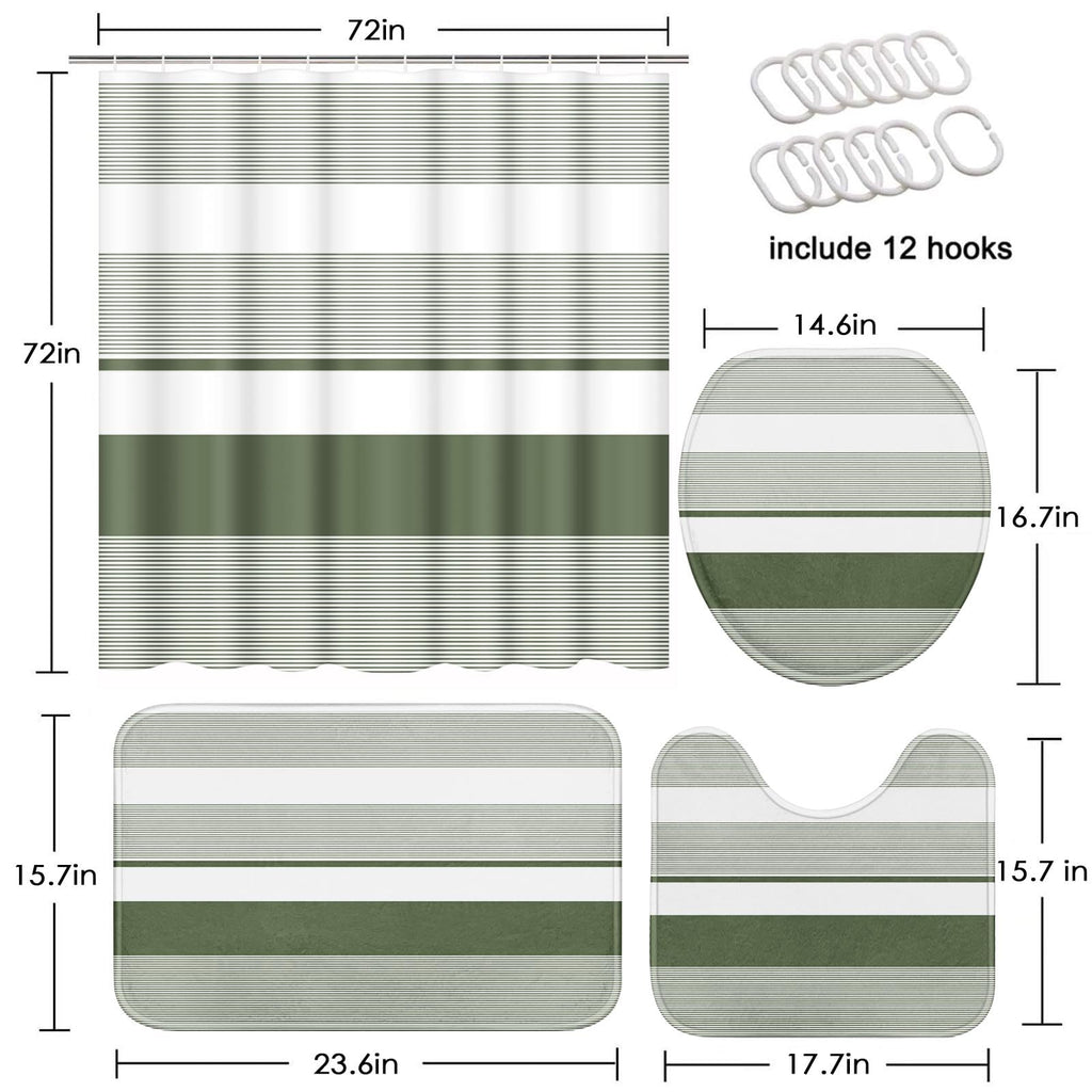 Beige Geometric Shower Curtain Set with Toilet Lid Cover and Non-Slip Rugs for Bathroom, Black Grey White Checkered 4 Pcs Shower Curtain, Modern Abstract Bathroom Set with 12 Hooks