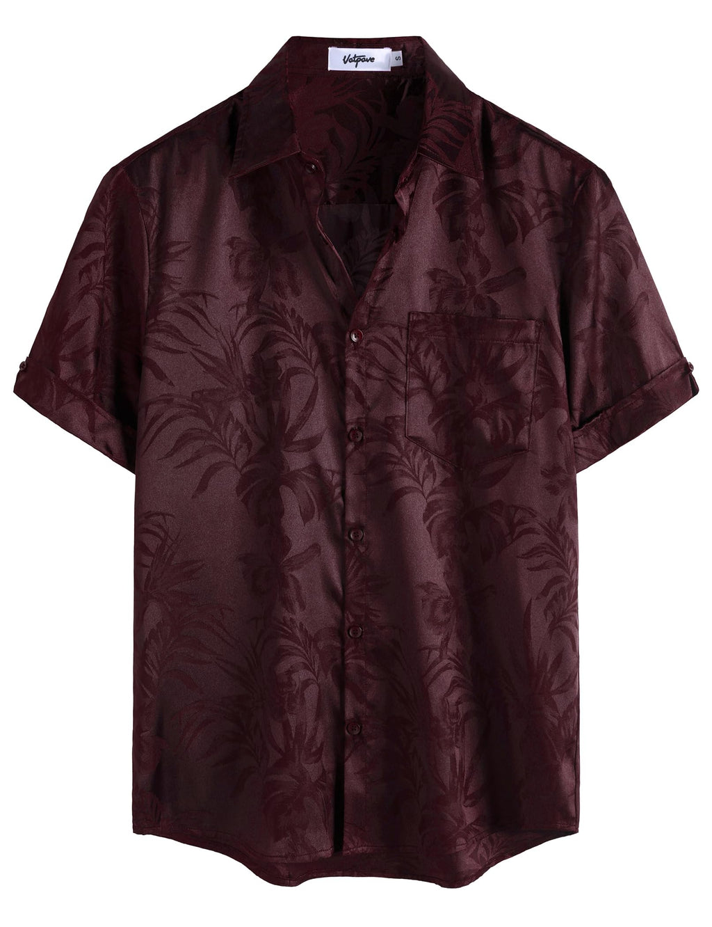 VATPAVE Mens Summer Jacquard Regular Fit Shirts Casual Button Down Short Sleeve Beach Tops with Pocket