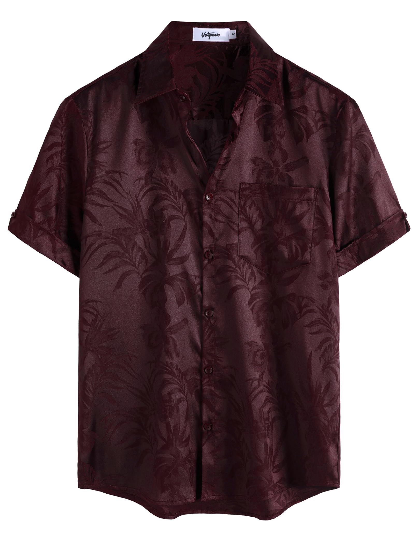 VATPAVE Mens Summer Jacquard Regular Fit Shirts Casual Button Down Short Sleeve Beach Tops with Pocket