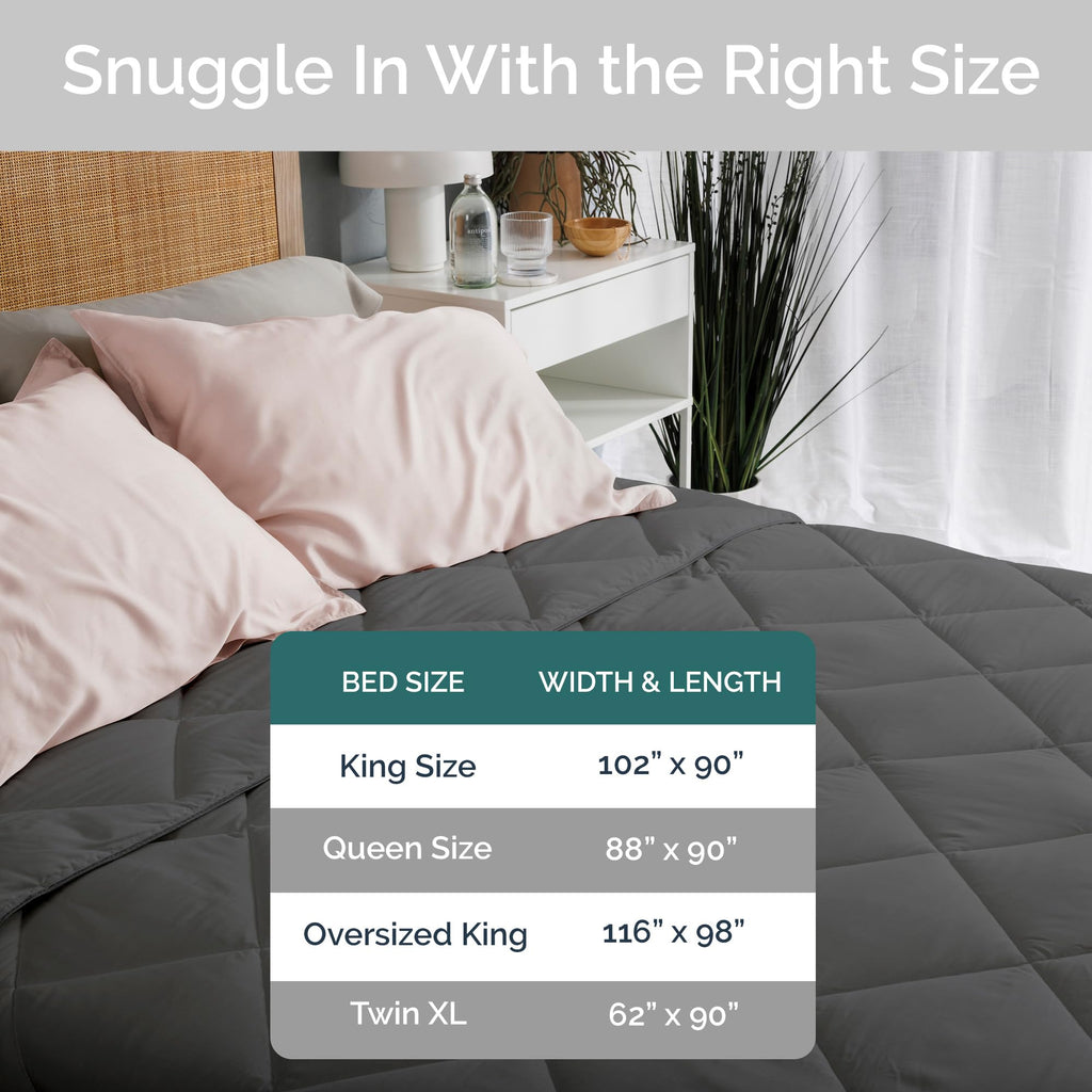 Cooling Comforter Oversized King – Lightweight All Season Down Alternative Duvet Insert, Hypoallergenic Plush Fill, 100% Viscose from Bamboo Cover - Charcoal, 116"x 98"