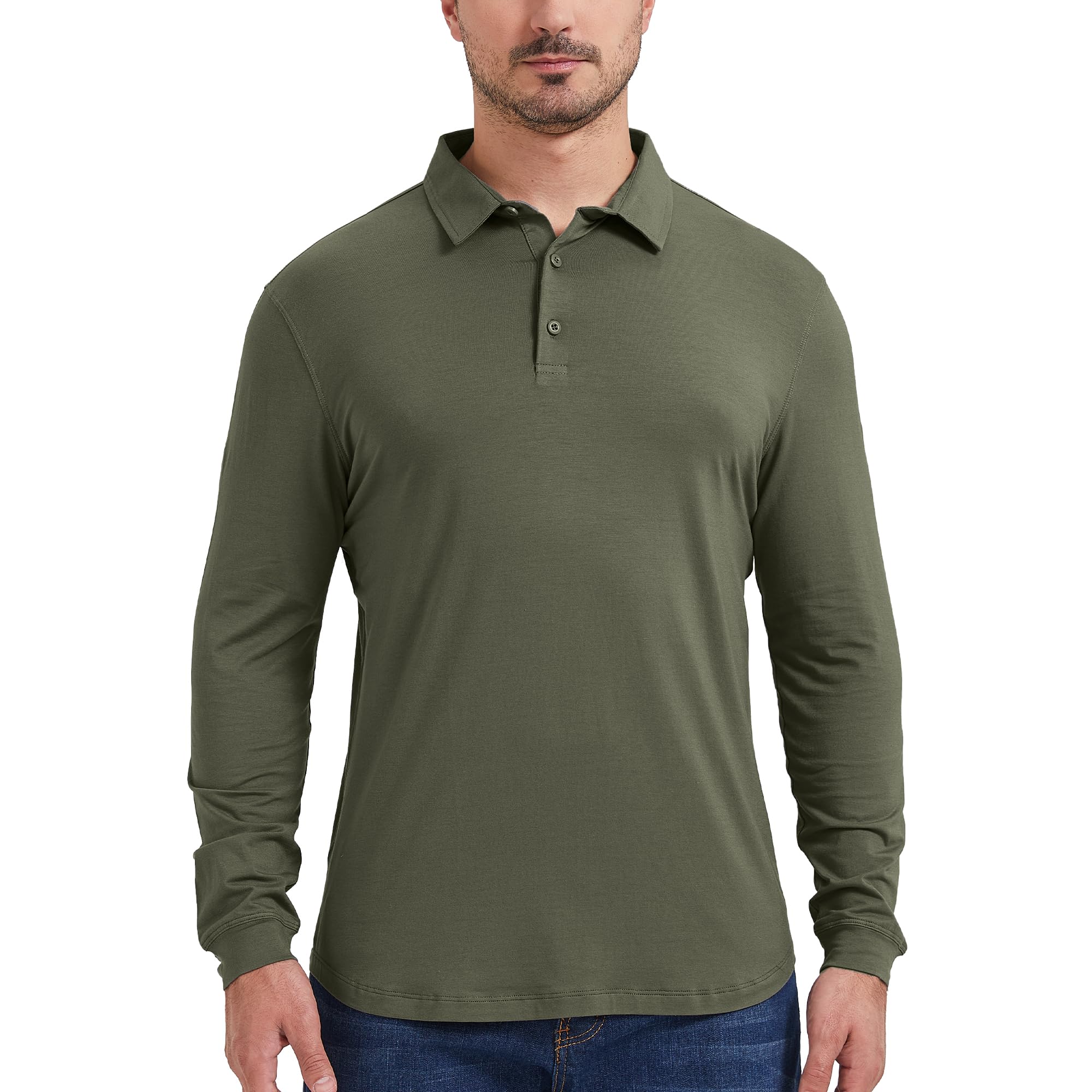 netdraw Mens Lightweight Bamboo Viscose Polo Ultra Soft Curved Hem UPF 50+ Casual Collared Golf Shirt
