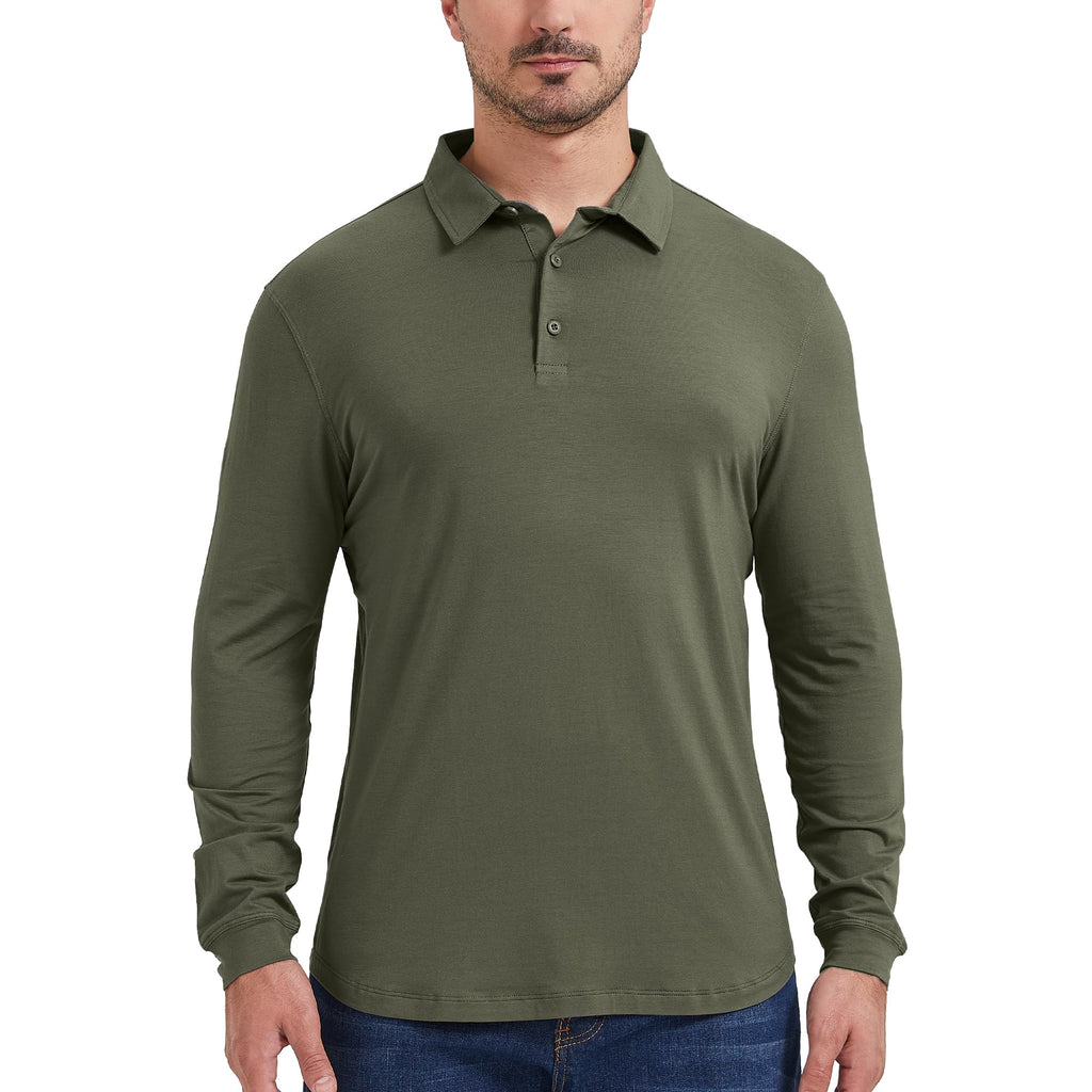 netdraw Mens Lightweight Bamboo Viscose Polo Ultra Soft Curved Hem UPF 50+ Casual Collared Golf Shirt