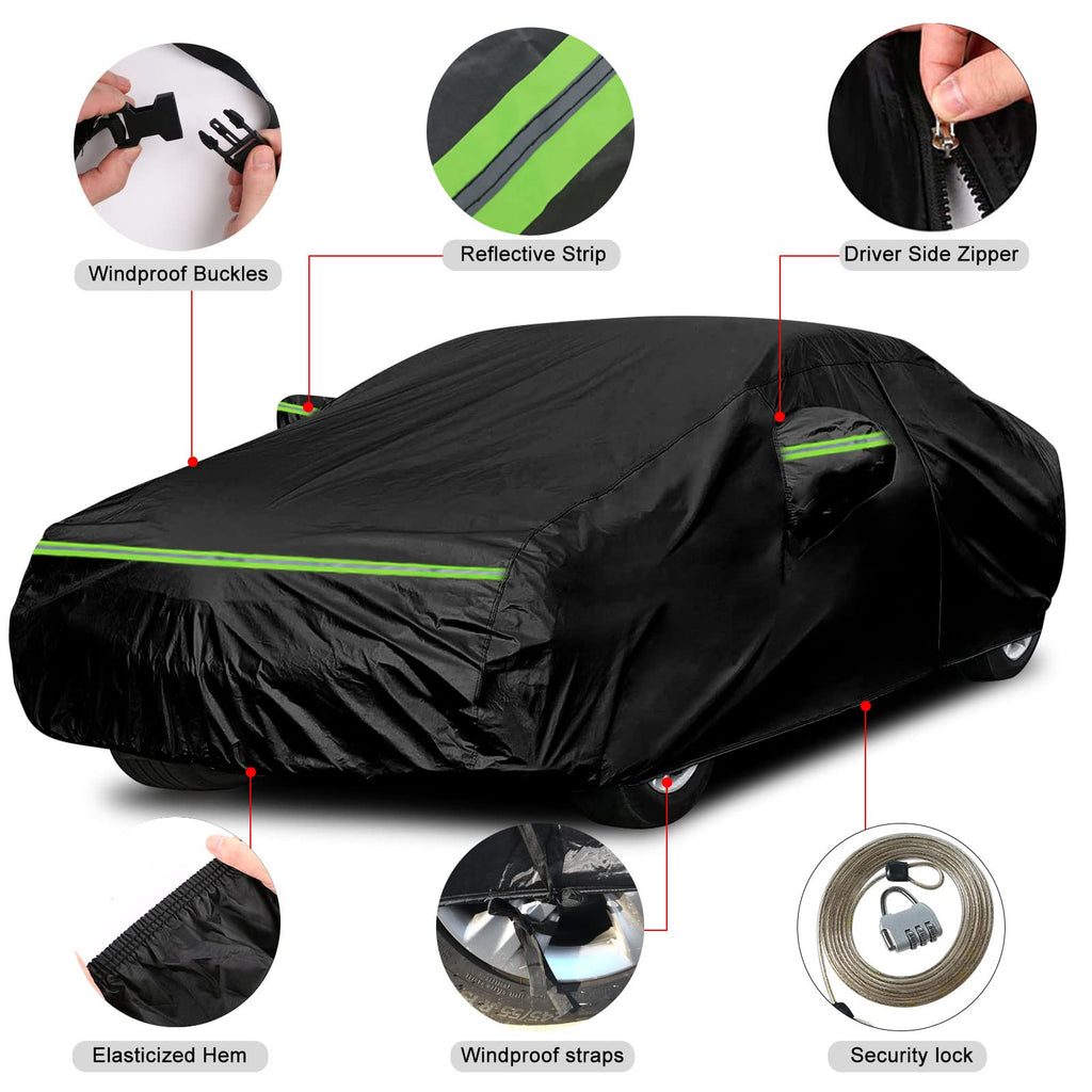 Waterproof Car Cover Replace for 1964-1978 Ford Mustang, 6 Layers All Weather Custom-Fit Mustang Full Car Covers with Zipper Door for Snow Rain Dust Hail Protection (1964-1978)