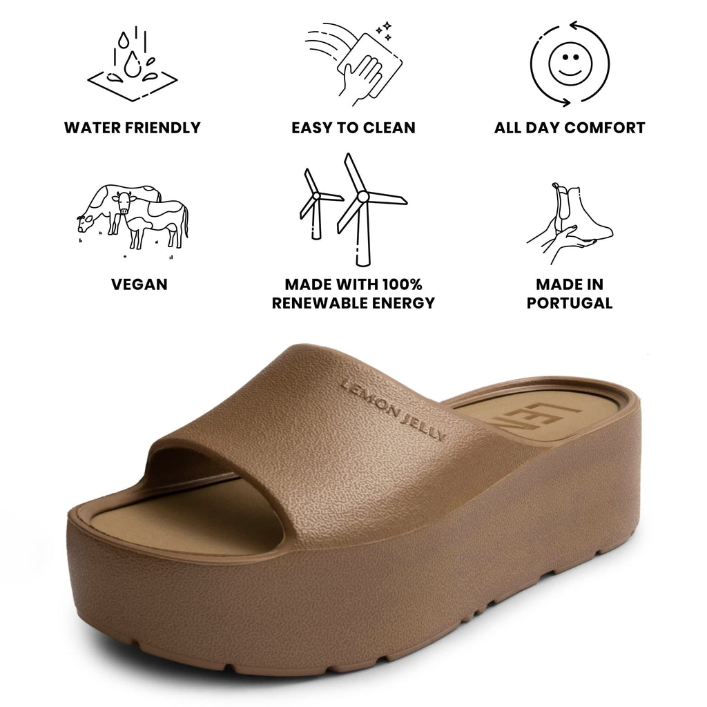 Lemon Jelly Women's Sunny Platform Sandals - Cute Water-Friendly Comfort Wedges for the Beach or Casual Wear - Super Lightweight Slip-On Flip Flops for Ladies