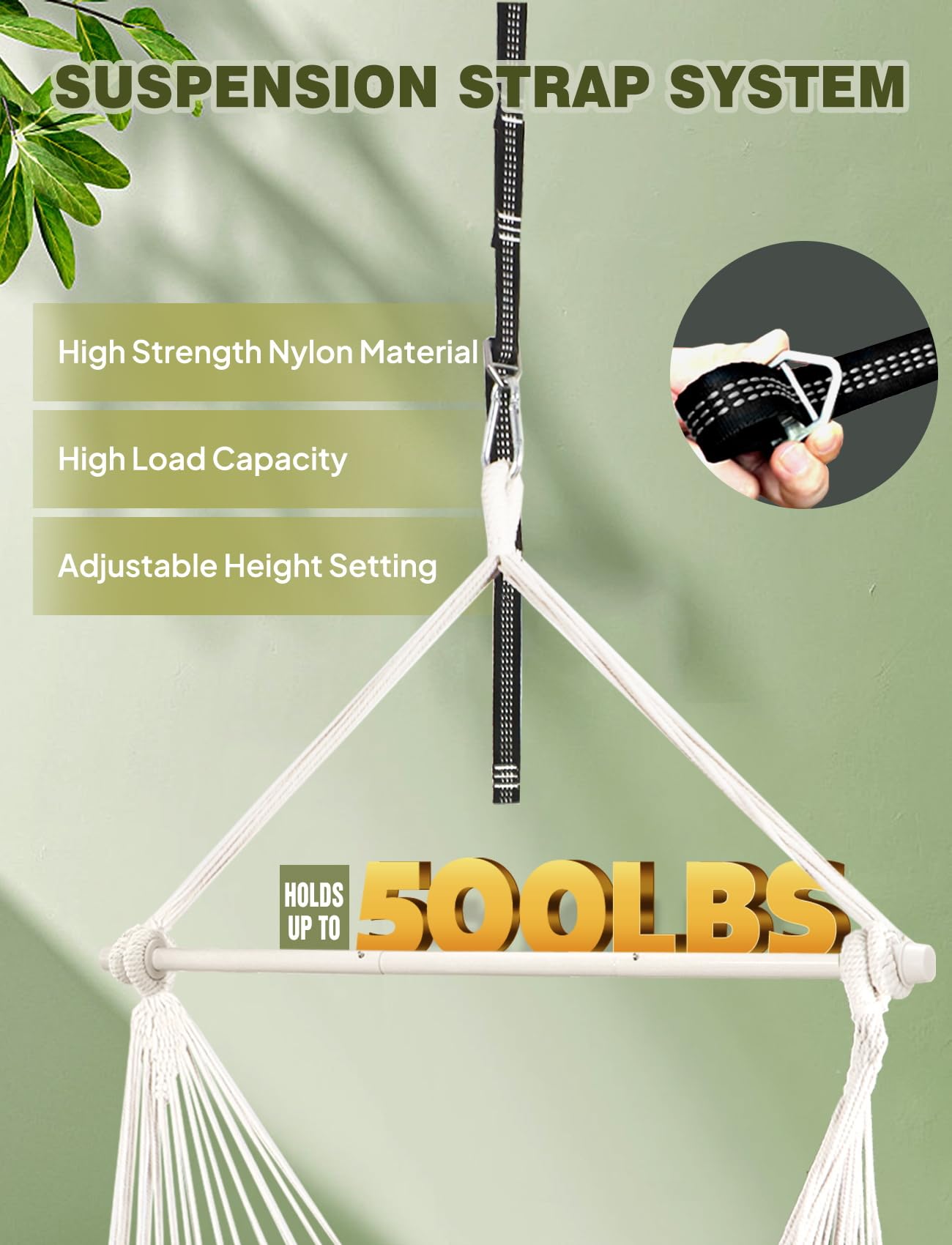 Chihee Hammock Chair Hanging Swing Max 500 Lbs 2 Cushions Included Metal Spreader Bar with Anti-Slip Grooves Portable Hanging Chair Side Pocket Large Macrame Bohemian Chair Indoor Outdoor | Hanging Swing with Anti-Slip Grooves Portable Hanging Chair Side