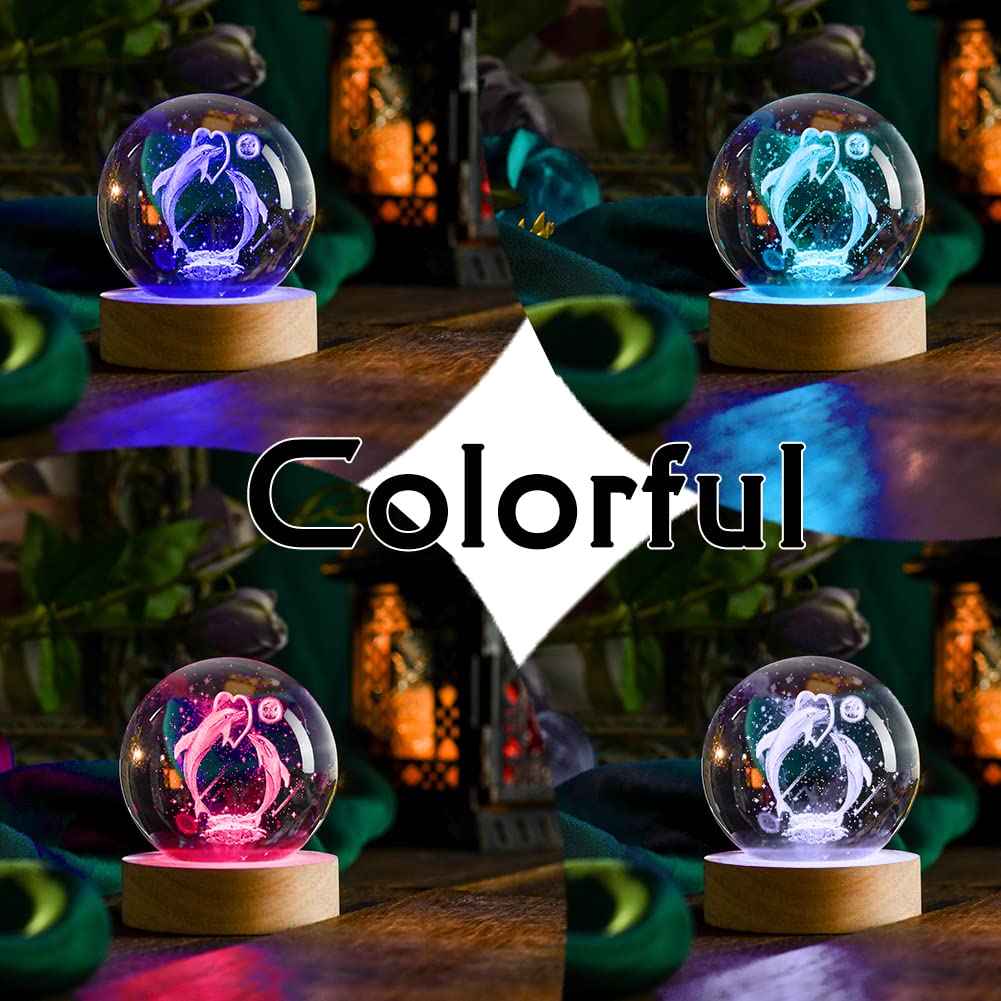 IFOLAINA Butterfly Crystal Ball Gifts Ideas for Girlfriend Wife Mom Couple Her Bithday Mothers Day 3D Butterfly on Sunflower Night Light Decorative Globes Room Decor
