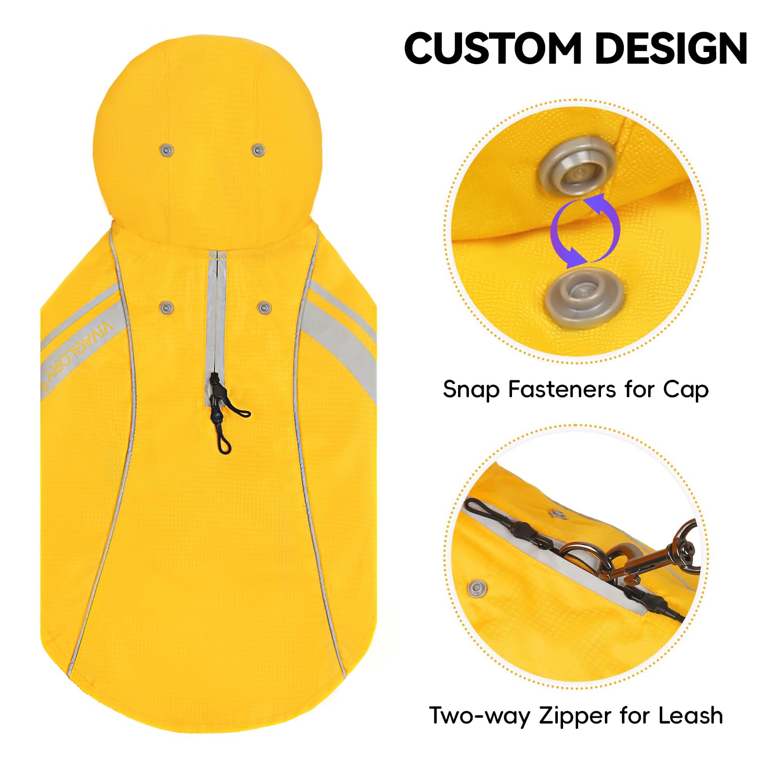 VIVAGLORY Wetoff Dog Raincoat, Rain Coat for Dog All Seasons Adventure, Rain Jacket with Harness Hole & Hood, Reflective Lightweight Waterproof for Doggy & Puppy, XXS, Blue