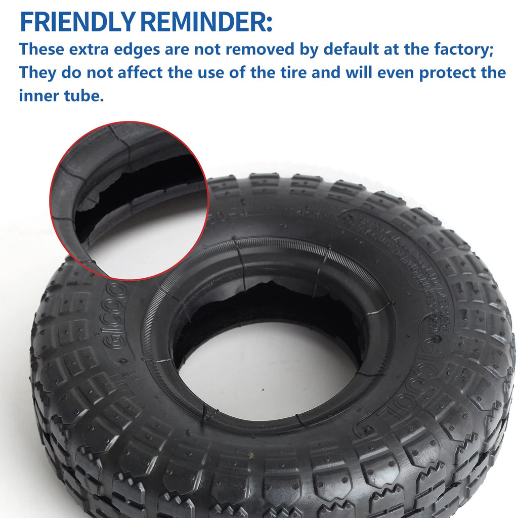 GICOOL 4.00-6 Replacement Tire and Inner Tube Set, 2 Pack, 13" Heavy Duty Tire and Wheel, TR-13 Straight Valve Stem, for wheelbarrow Trolley Dolly Garden Wagon Wheel Replacement