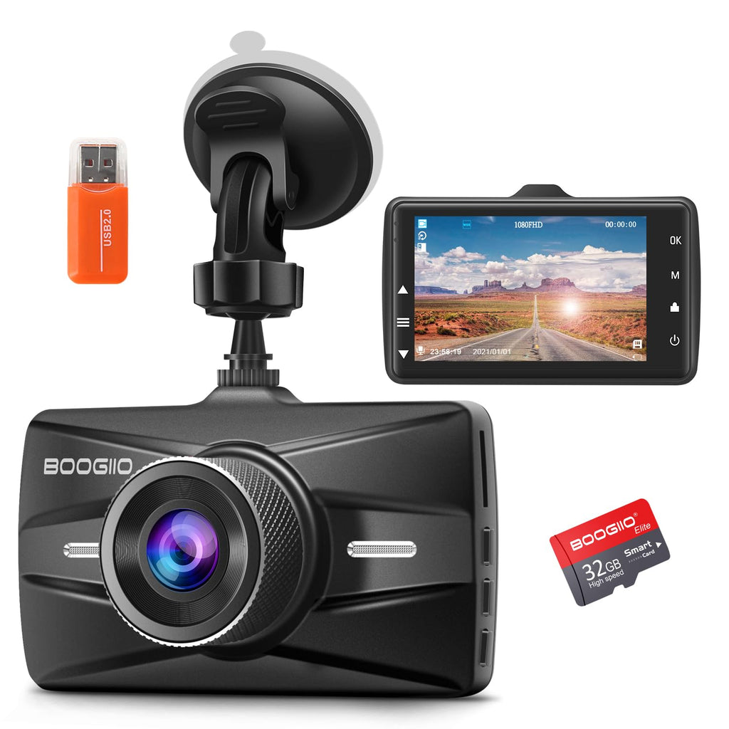 BOOGIIO Dash Cam Front and Rear with 64GB SD Card, 4K Dash Camera for Cars with APP, 5G WiFi Car Camera, Built-in G-Sensor, 170° Wide Angle, Night Vision, 24H Parking Mode,Loop Recording,3" IPS Screen