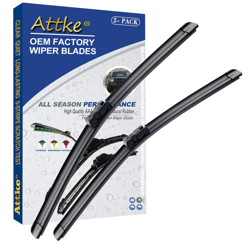 ATTKE OEM Quality Front Windscreen Wiper Blades for Jeep Wrangler 1997-2006/Porsche 911 1978-1994/Suzuki Samurai 1986-1995 (13″+13″ Front Windshield Wiper Blade Set)