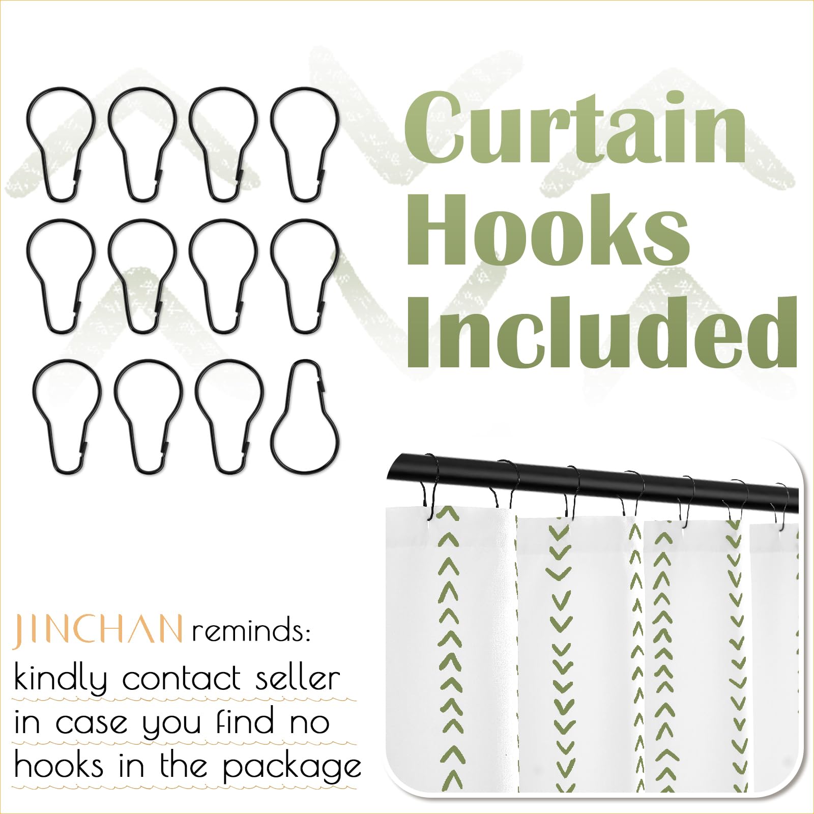jinchan Small Stall Black and White Shower Curtain 36x72 Inches Inky Herringbone Chevron Zig Zag Waterproof Fabric Modern Farmhouse Shower Curtains for Bathroom with 7 Hooks