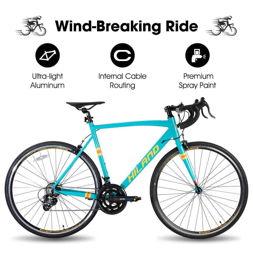 HILAND 700c Road Bike 14 Speed, Aluminum Frame Racing Bike, City Commuter Bicycle for Men Women