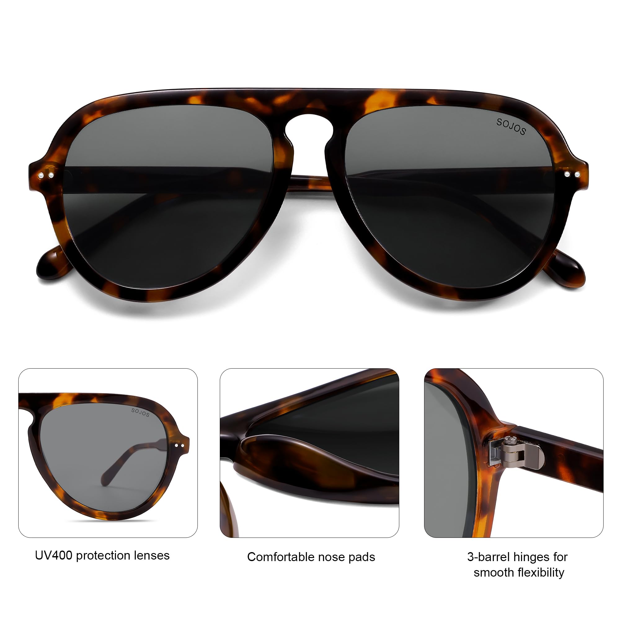 SOJOS Retro Aviator Sunglasses Womens Mens Vintage Plastic Frame Shades Lentes De Sol Para Mujer SJ2255