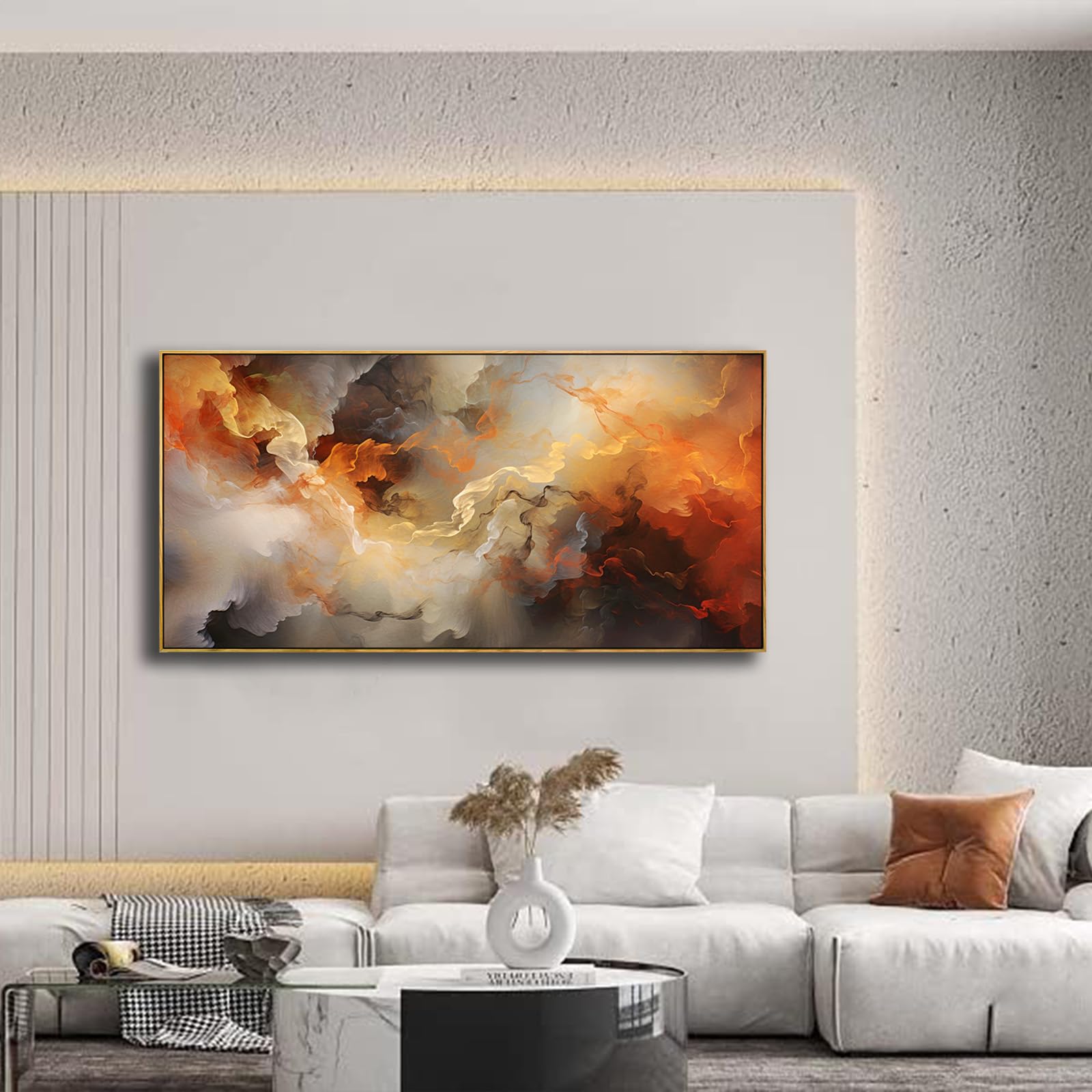 VHMING Abstract Wall Art Artwork Retro Trees Pictures Decor Canvas Painting Framed Ready to Hang Living Room Bedroom and Office Wall Decor 20x40 Inch