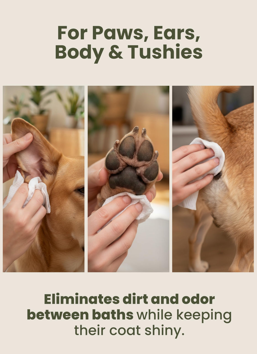 Pogi’s Dog Grooming Wipes – Hypoallergenic Pet Wipes for Paws, Body & Butt – Cleaning & Hydrating, Green Tea Scent, 100 Count