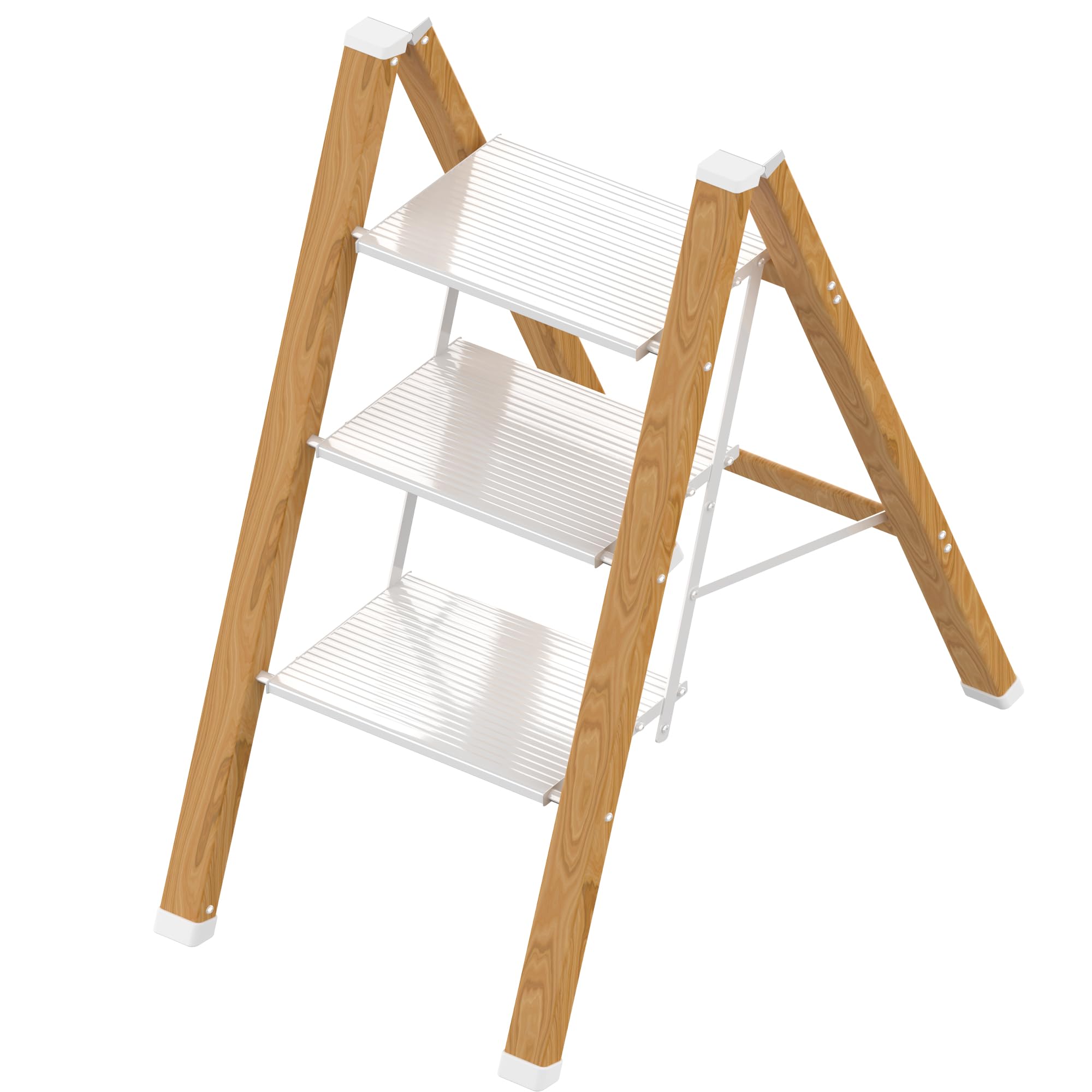 2 Step Lightweight Folding Ladder for Home, 330lbs Aluminum Step Ladder Anti-Slip for Kitchen, Step Stool Foldable Adults for Closet, 330lbs - Black